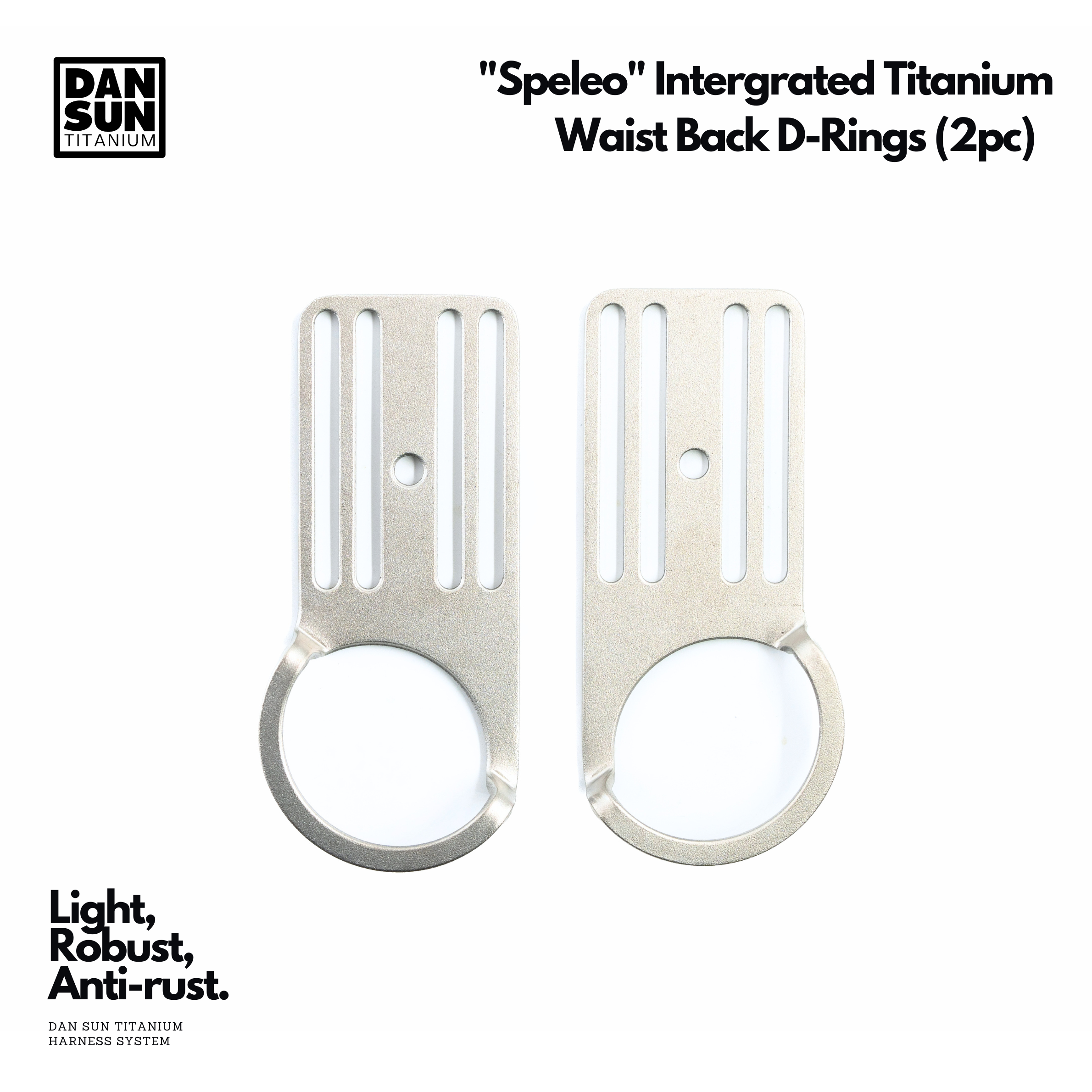DanSun Speleo integrated titanium waist back D-rings, pair