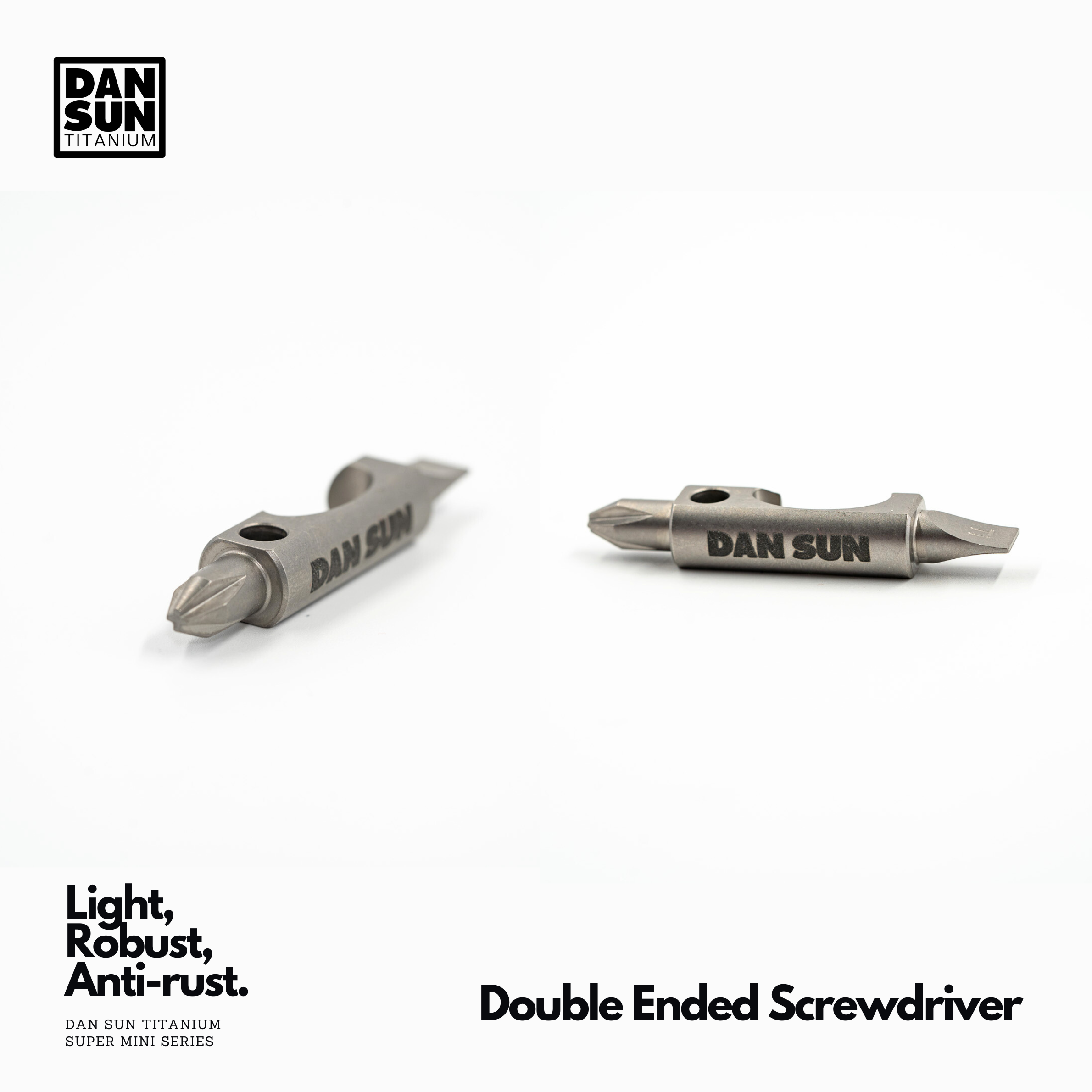 Phillips and flat tips of the super mini titanium screwdriver