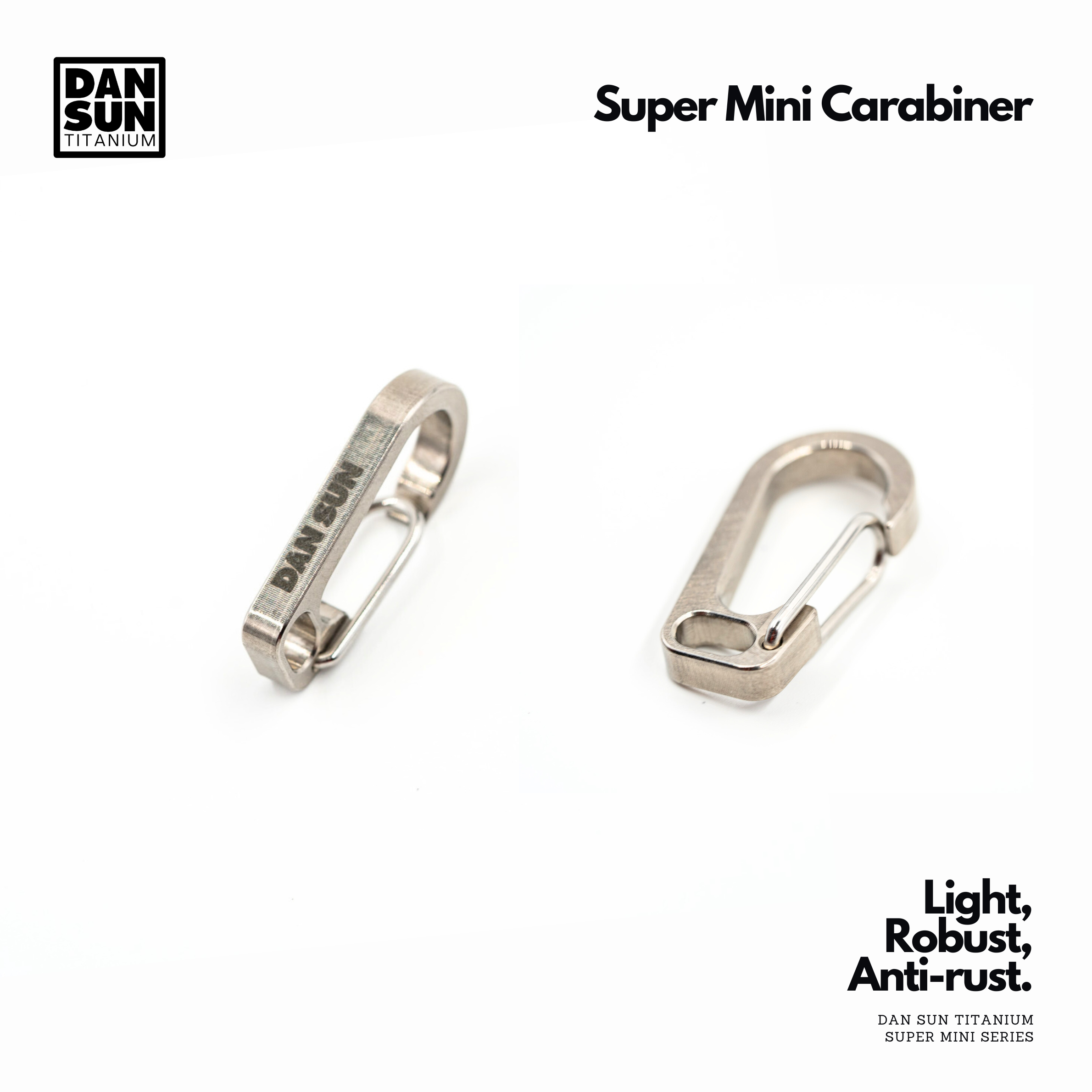 Two DanSun super mini titanium carabiners