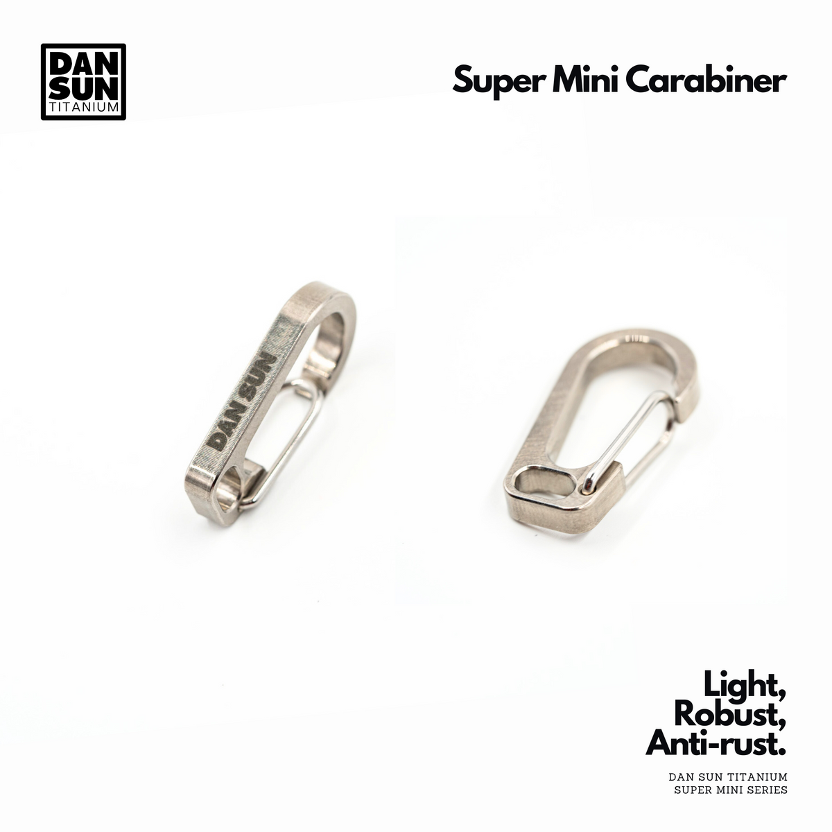 Two DanSun super mini titanium carabiners