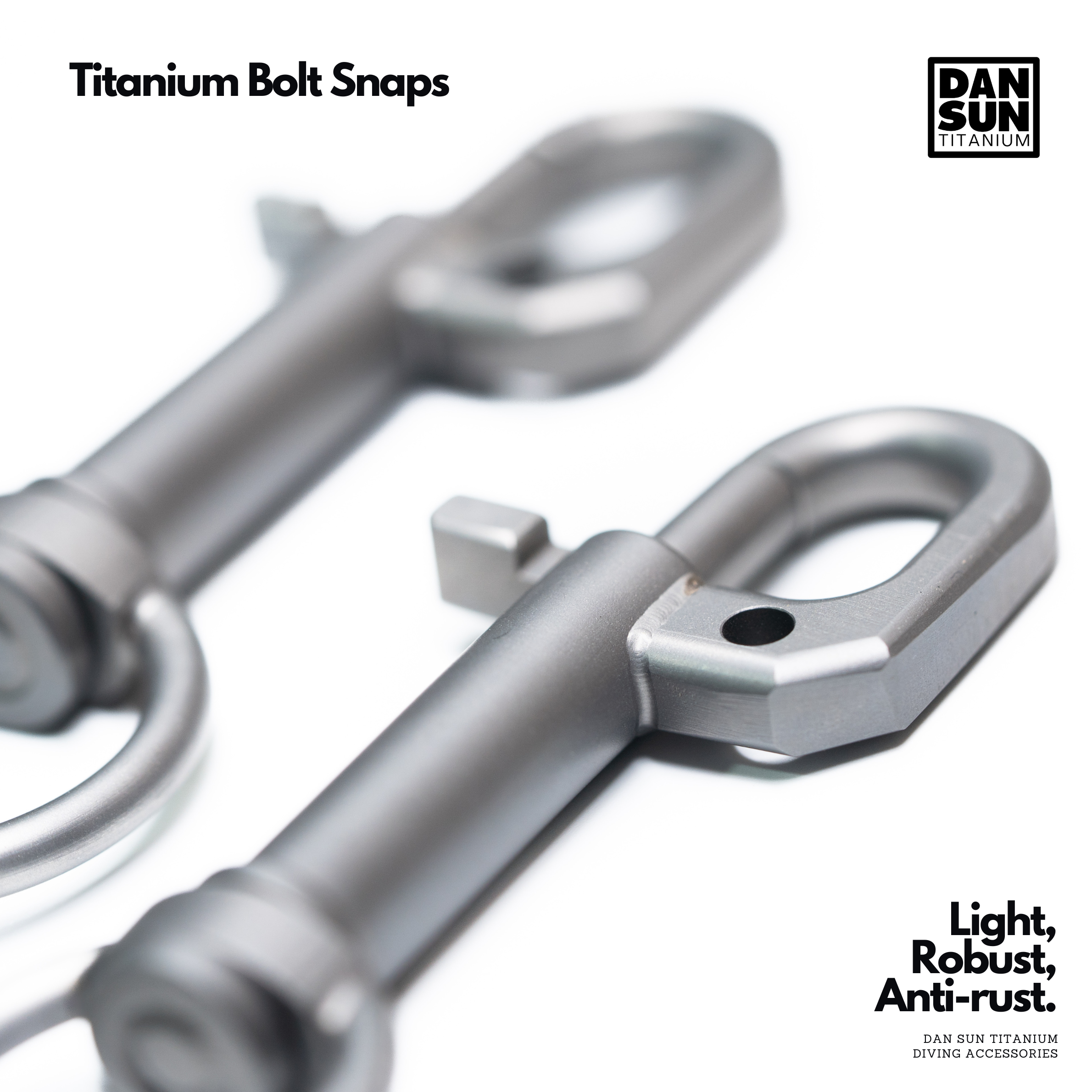 Titanium bolt snap gate and eye, close-up