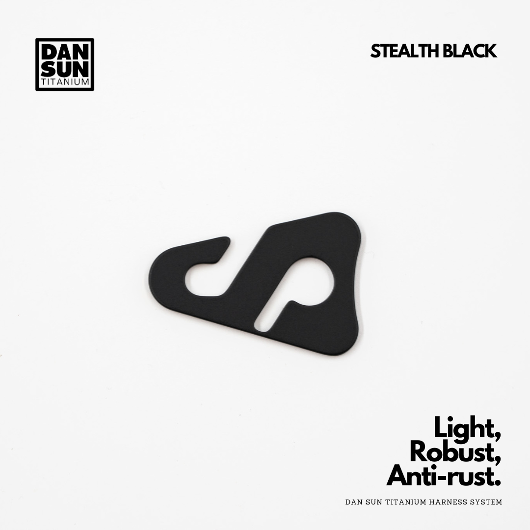 Stealth black titanium bungee hook