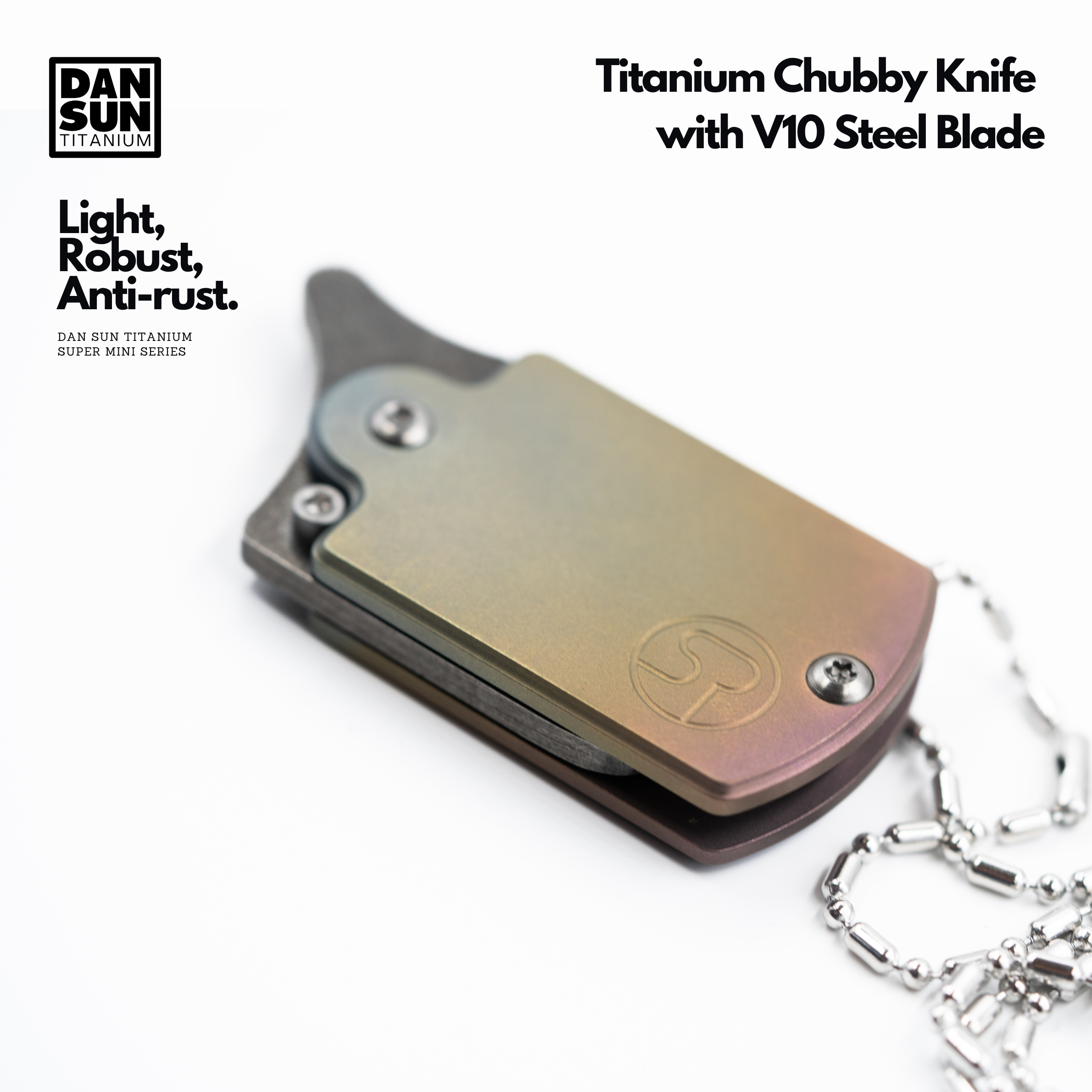 Rose gold titanium chubby knife, back view