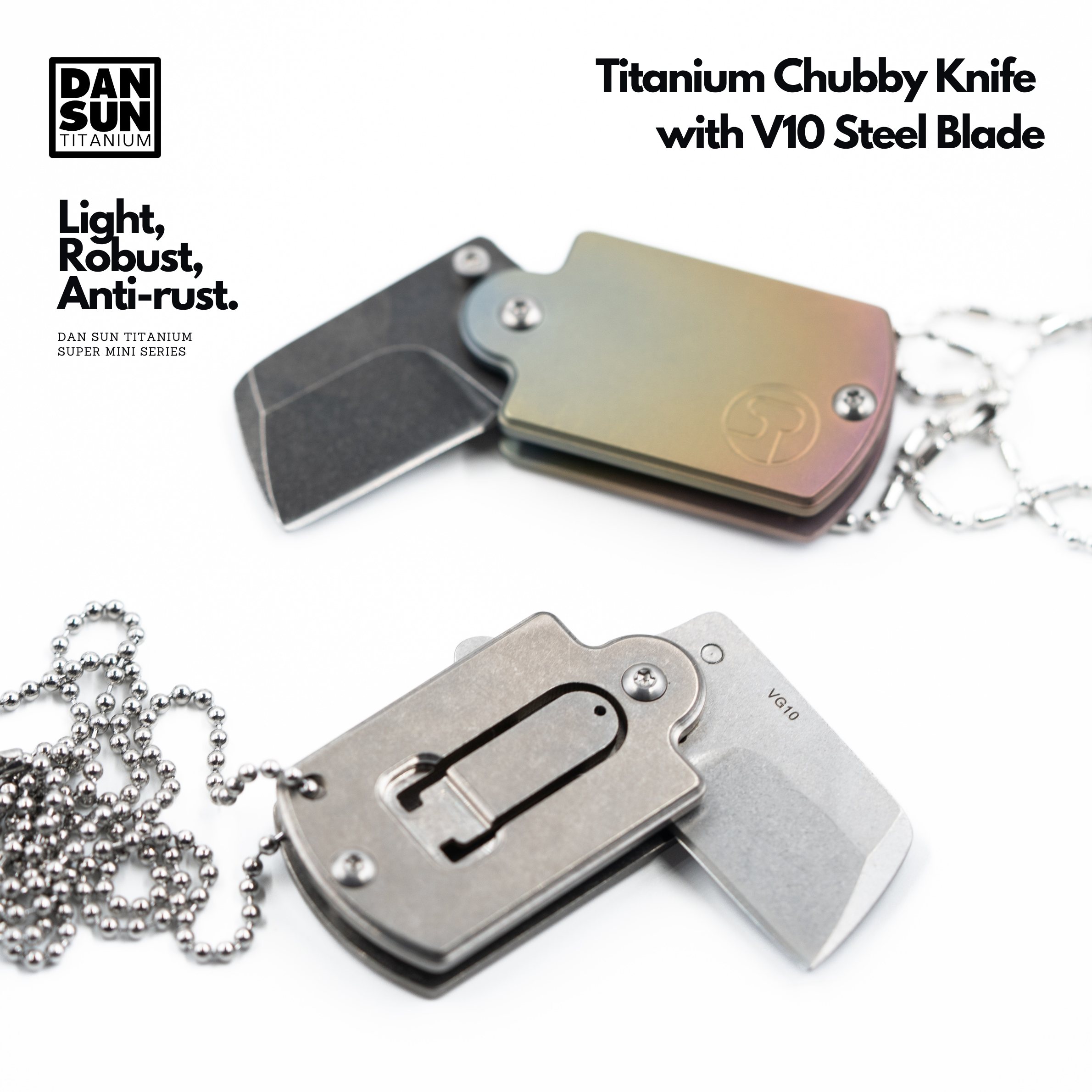 Rose gold and original titanium chubby knives
