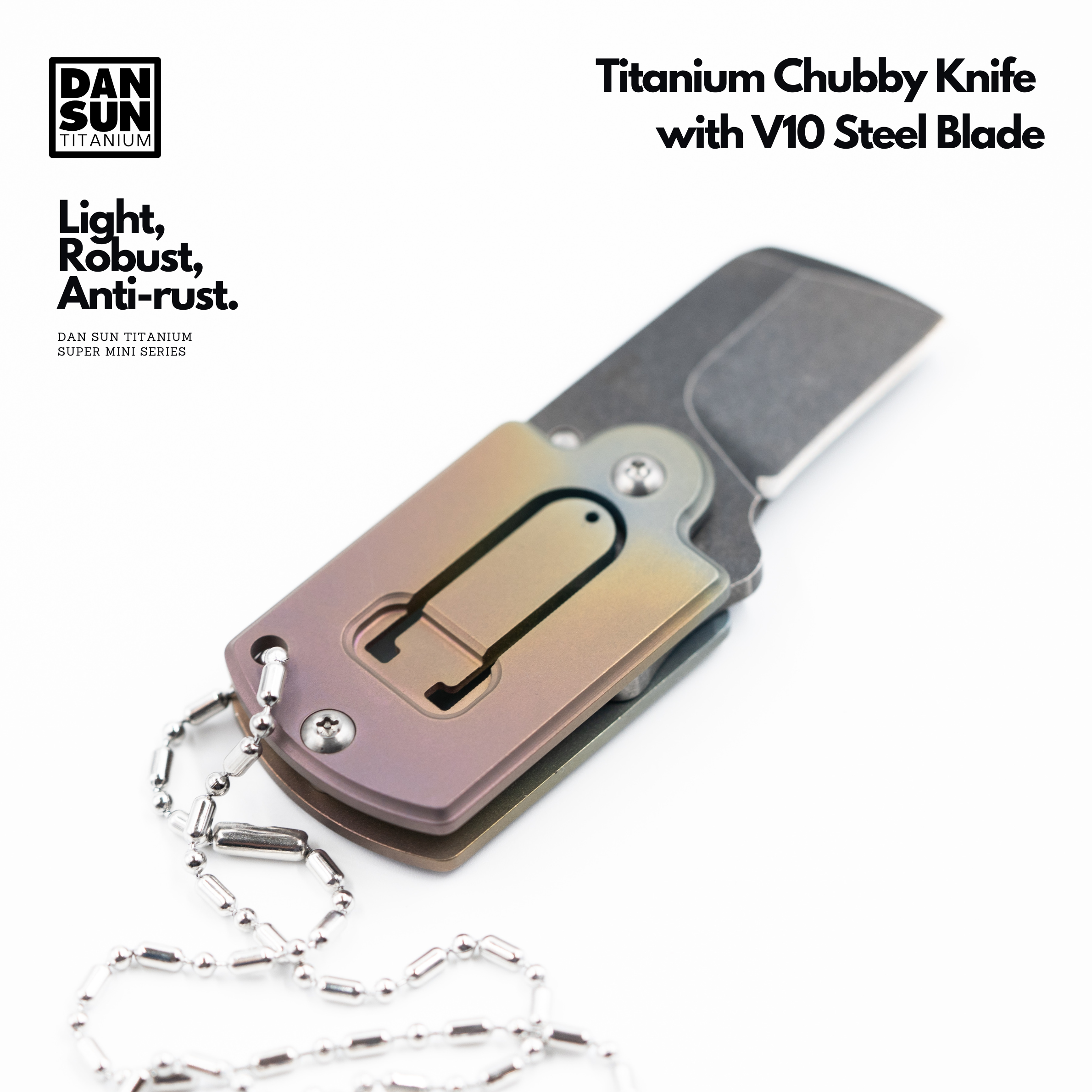 Rose gold titanium chubby knife, folded