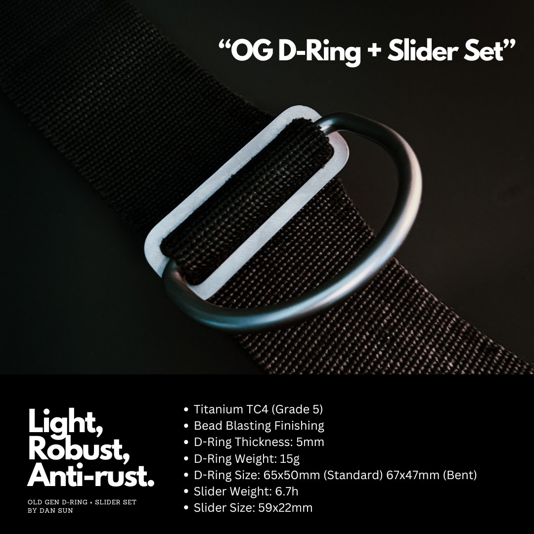 Titanium D-ring and slider set specifications