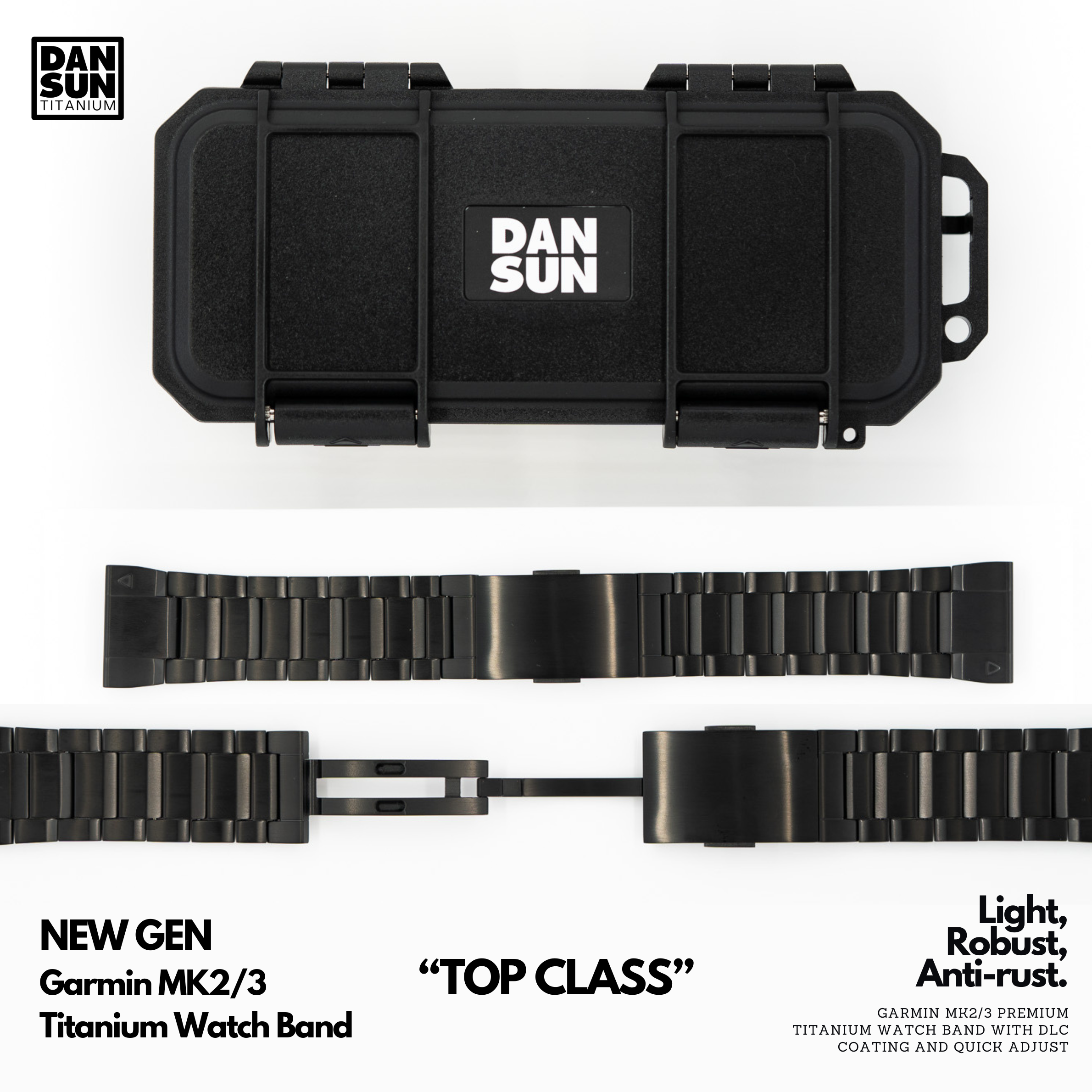 DanSun titanium Garmin MK2/MK3 watch band with hard case