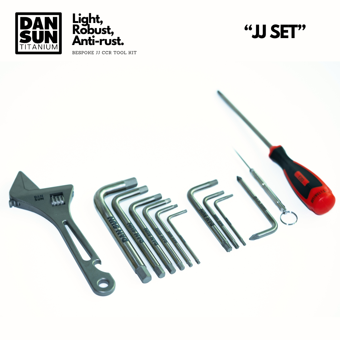 Titanium JJ-CCR tool set with spanner, hex keys and Torx screwdriver