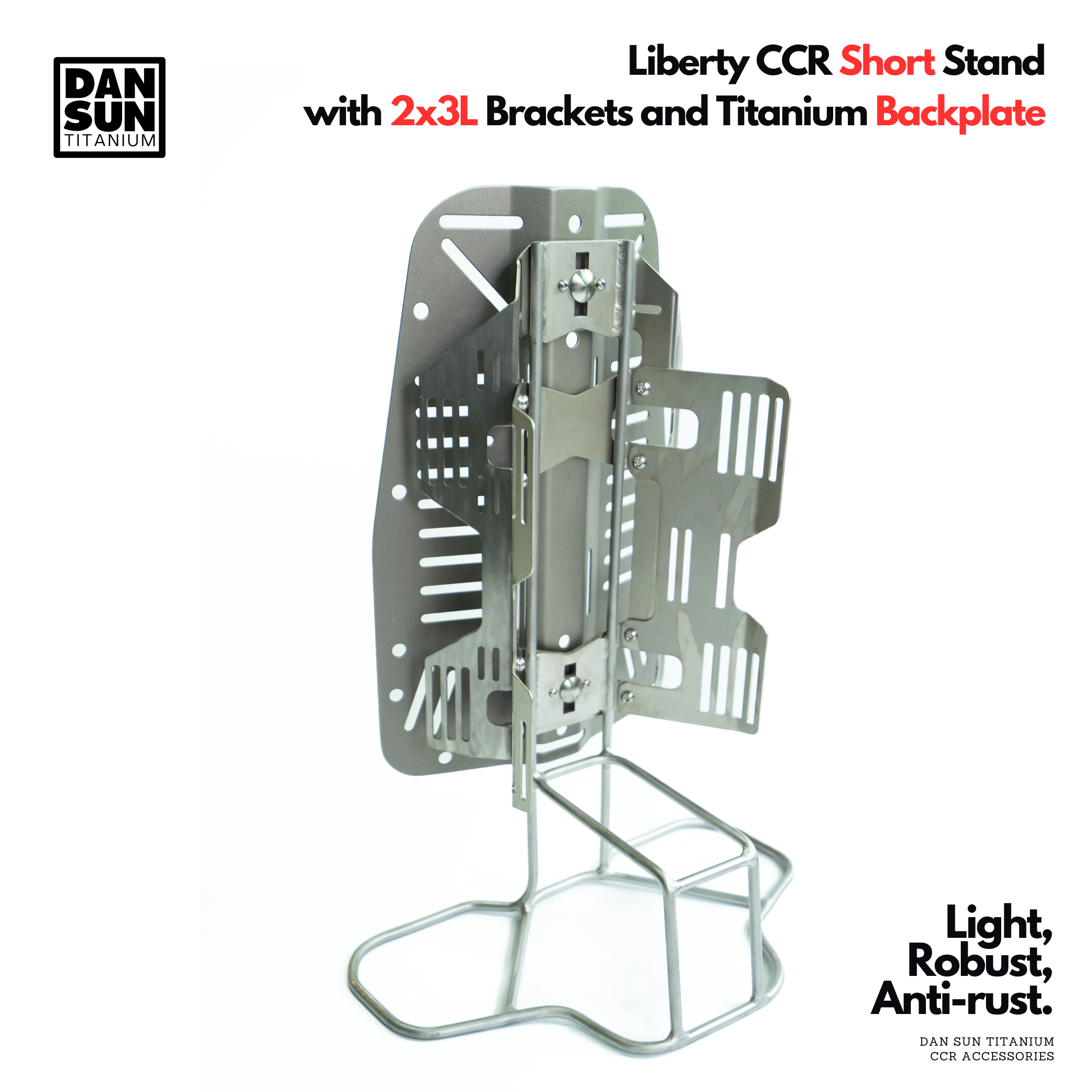 Titanium Liberty CCR short stand with brackets and titanium backplate