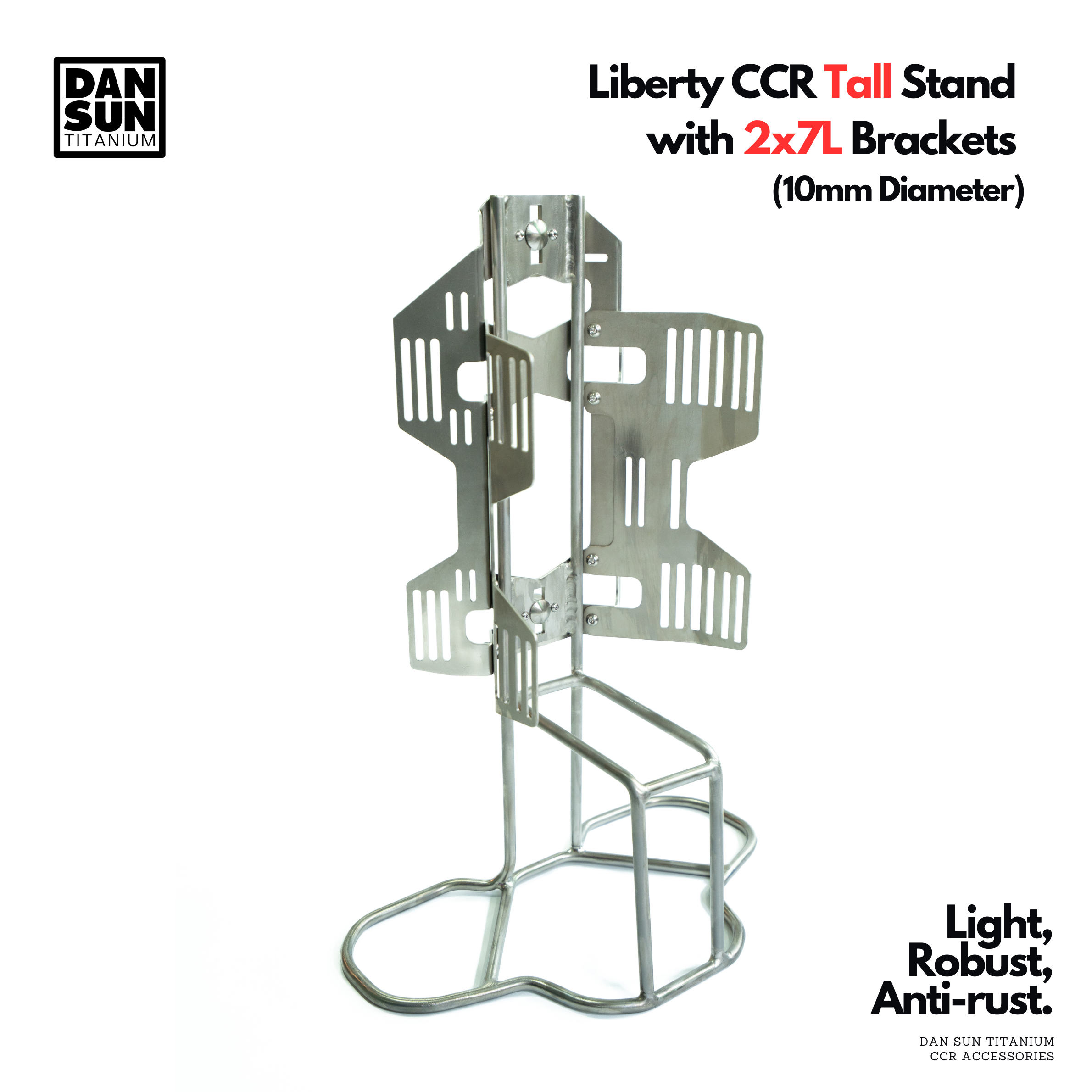 Titanium Liberty CCR tall stand with 2 x 7 L brackets