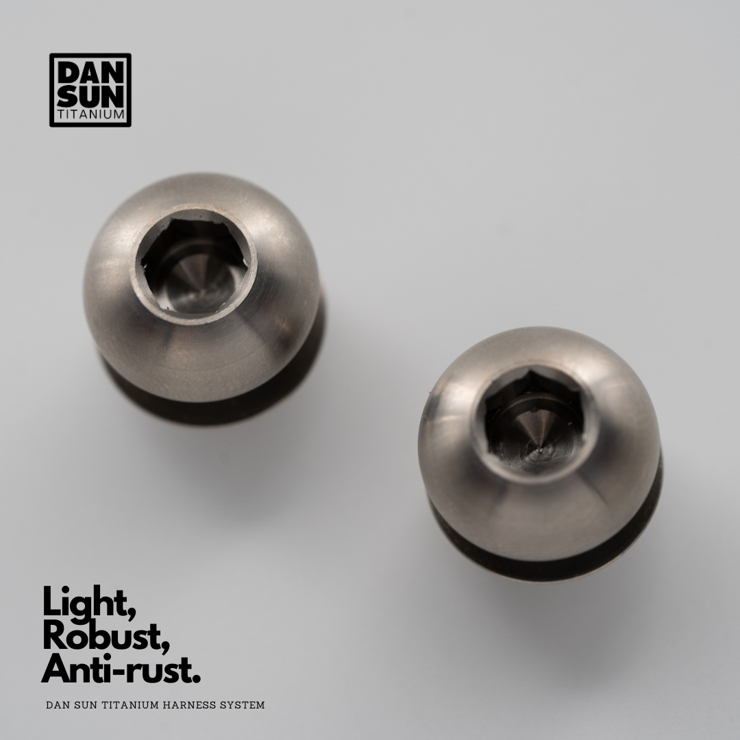 Titanium M6 screws with hex socket, close-up