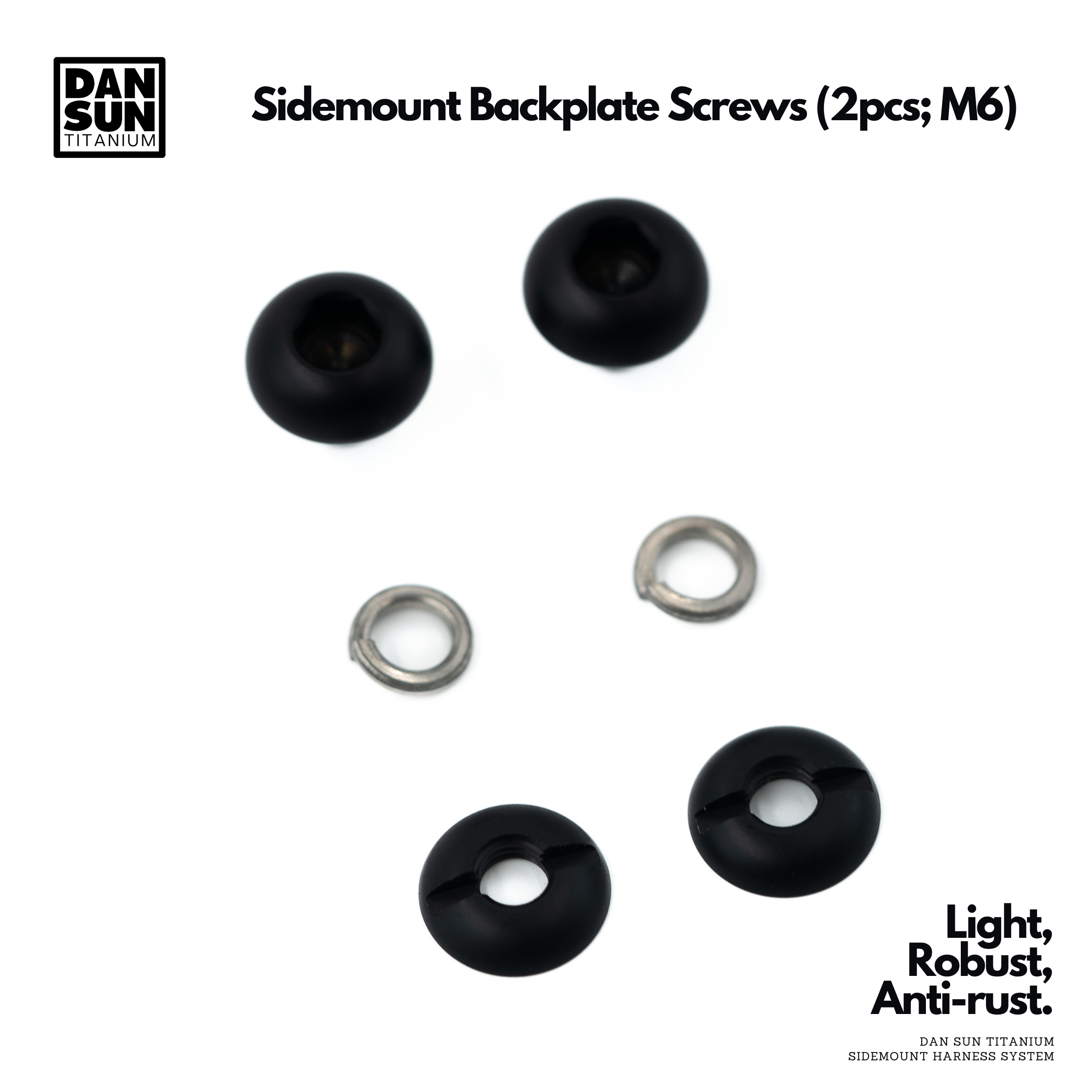 Stealth black titanium M6 screws and washers
