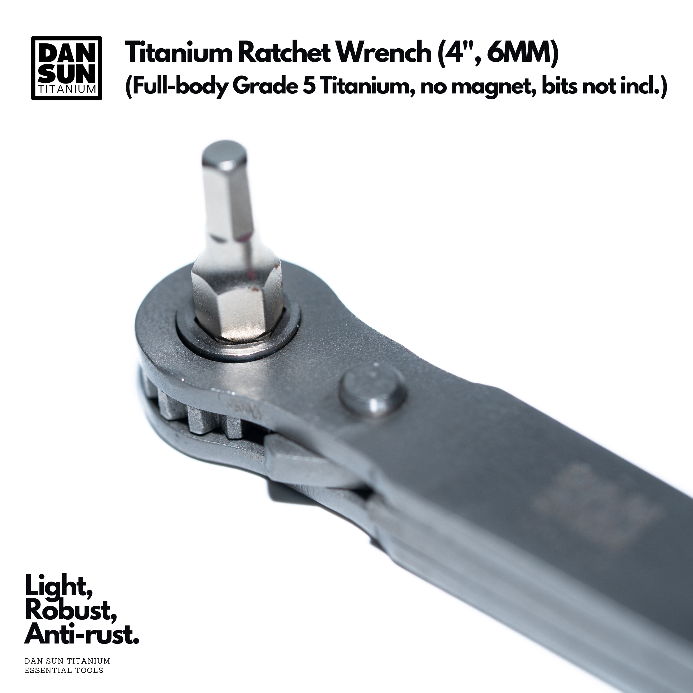 DanSun full-body titanium ratchet wrench with 6 mm hex bit