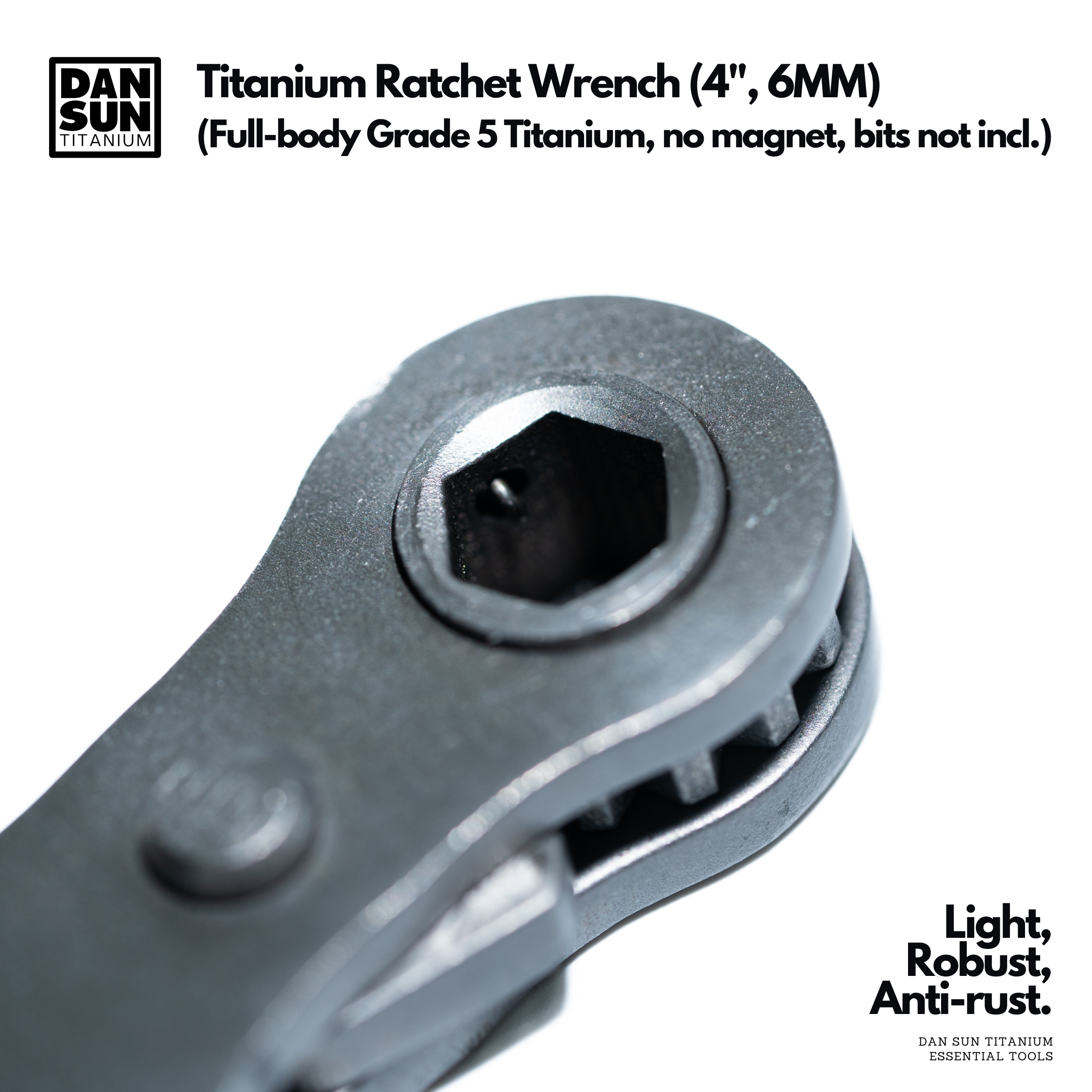 Non-magnetic 6 mm bit socket of the titanium ratchet wrench