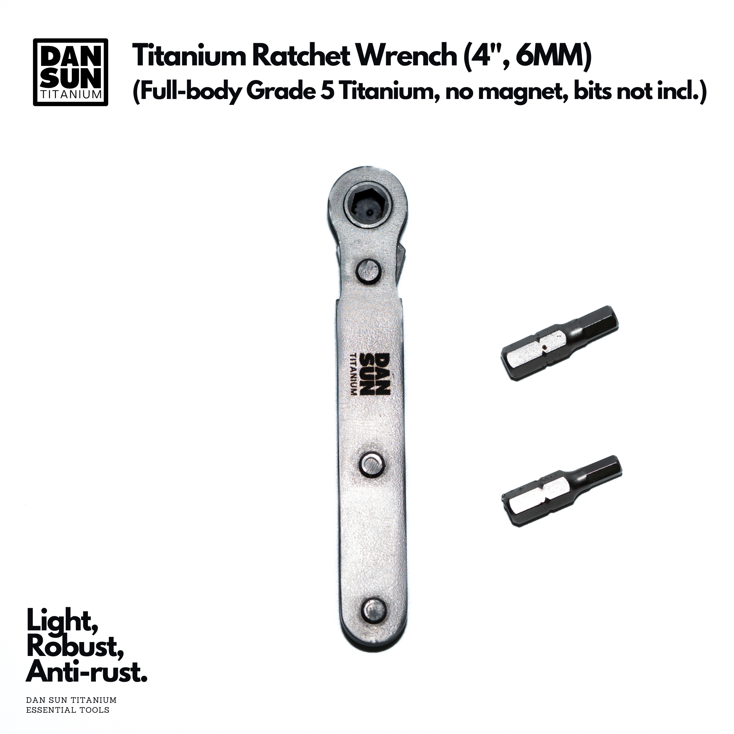 4 inch titanium ratchet wrench, top view