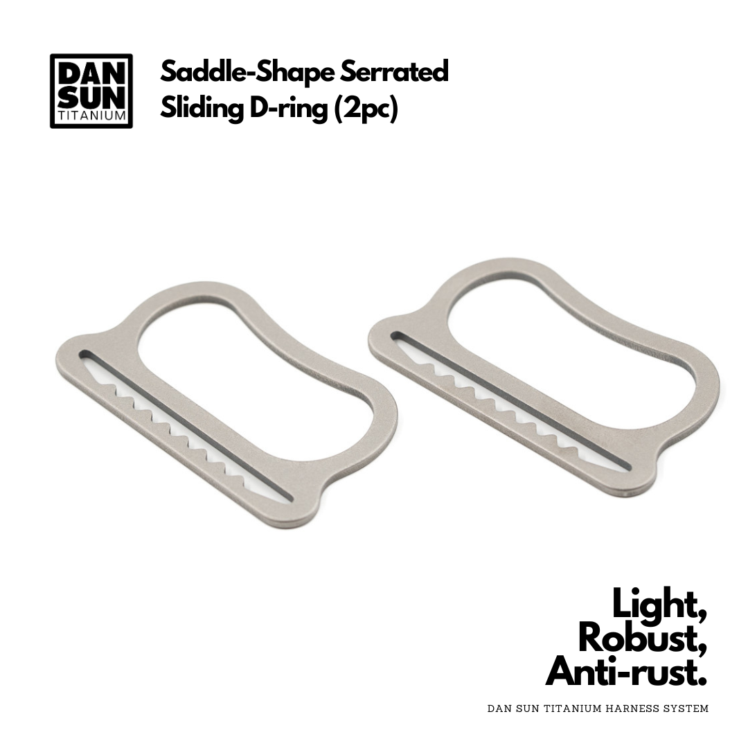Two DanSun titanium saddle-shaped serrated sliding D-rings