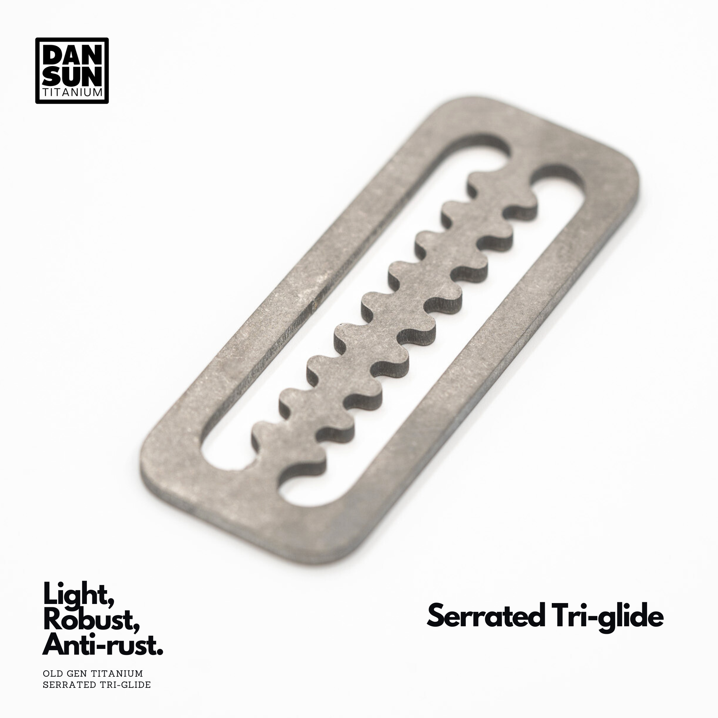 Titanium serrated tri-glide teeth, close-up