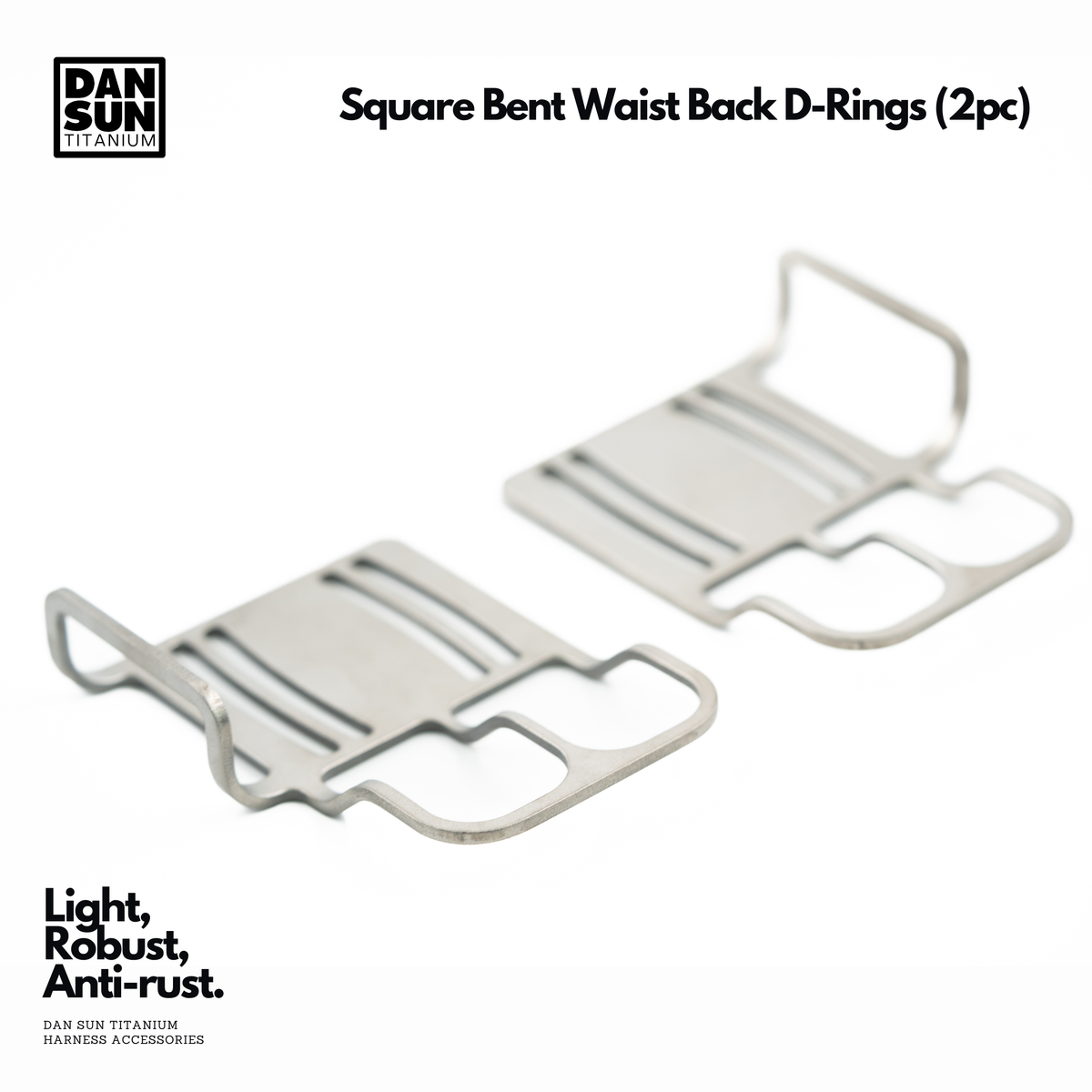DanSun titanium square bent waist back D-rings, pair