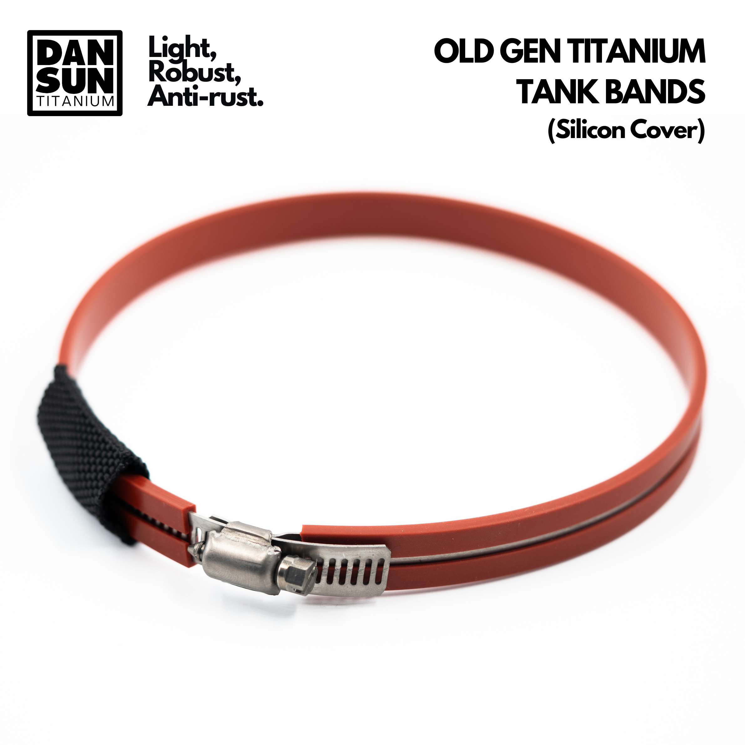 Titanium tank band with red silicone cover