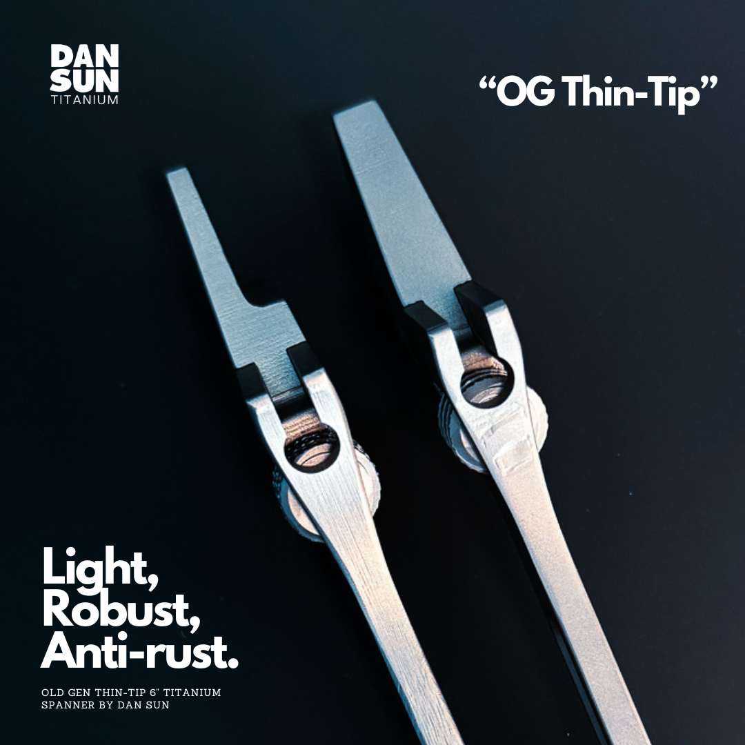 Thin 4 mm tips of the titanium spanners