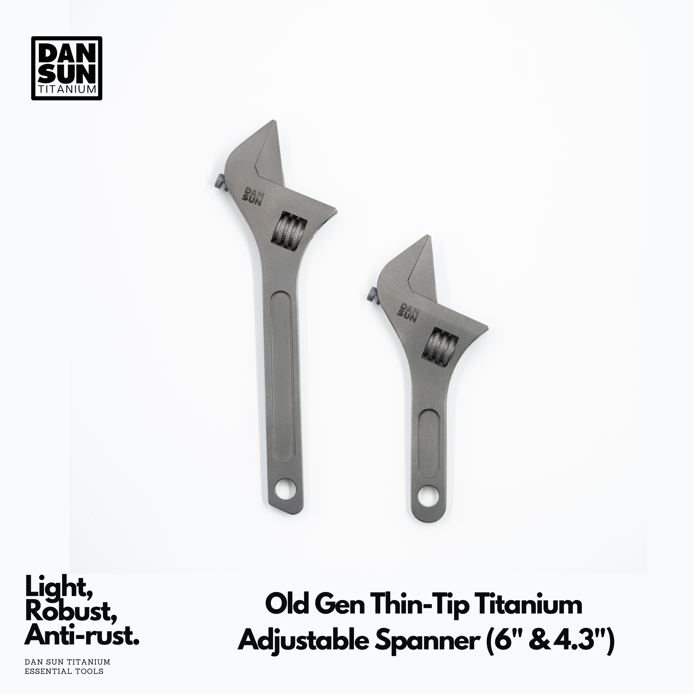 6 inch and 4.3 inch thin-tip titanium spanners