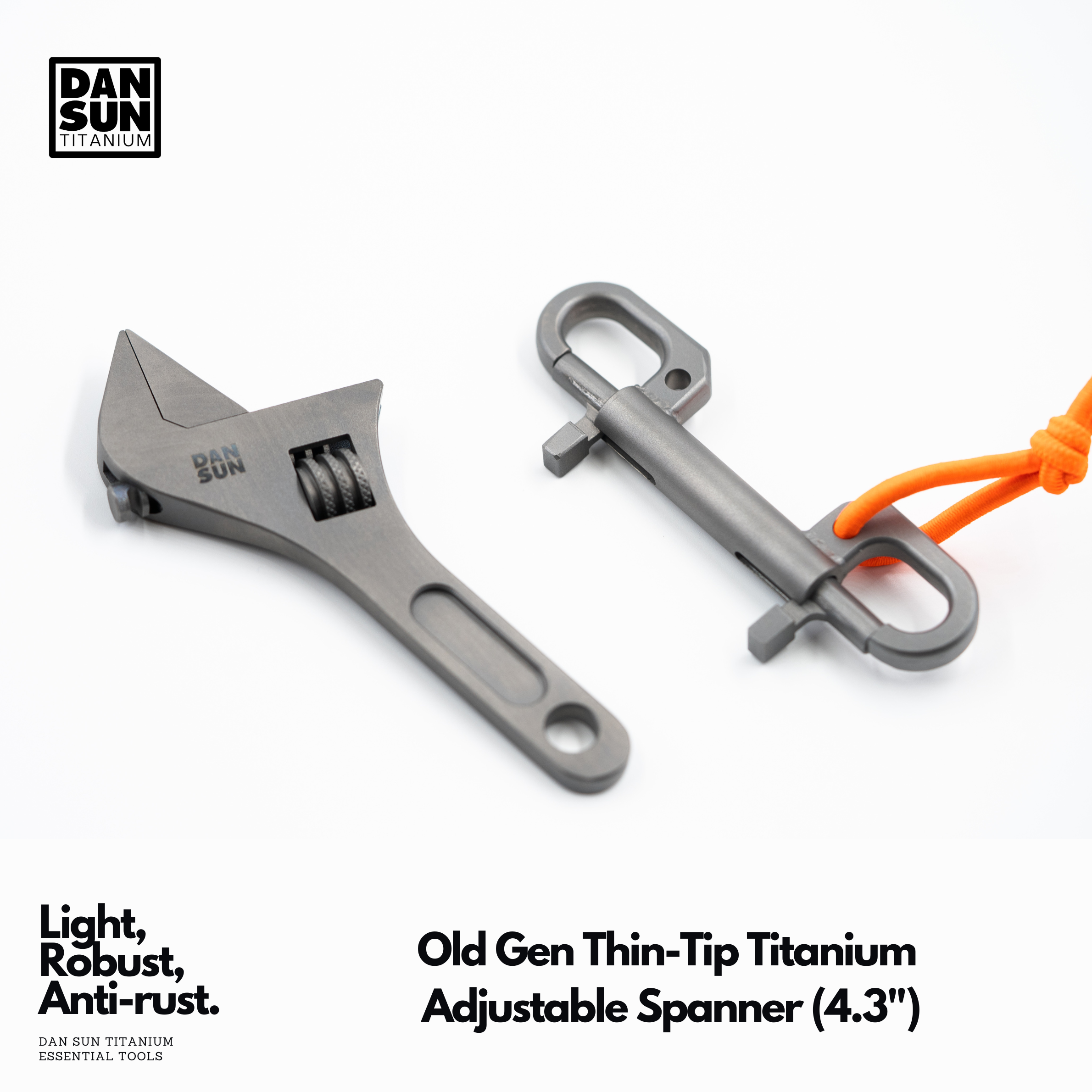 Thin-tip titanium spanner with a titanium double-ender