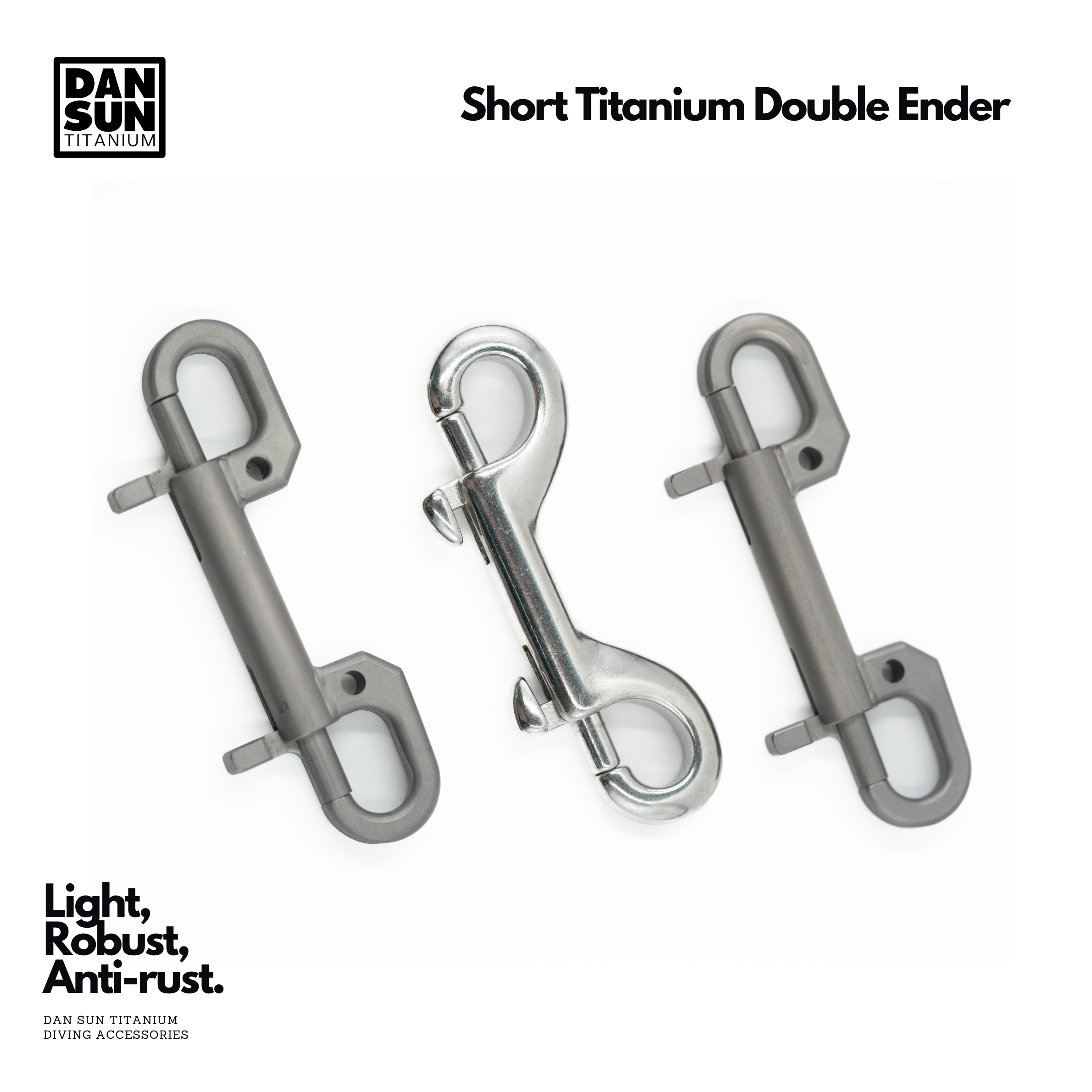 Two titanium double-enders and one stainless steel double-ender