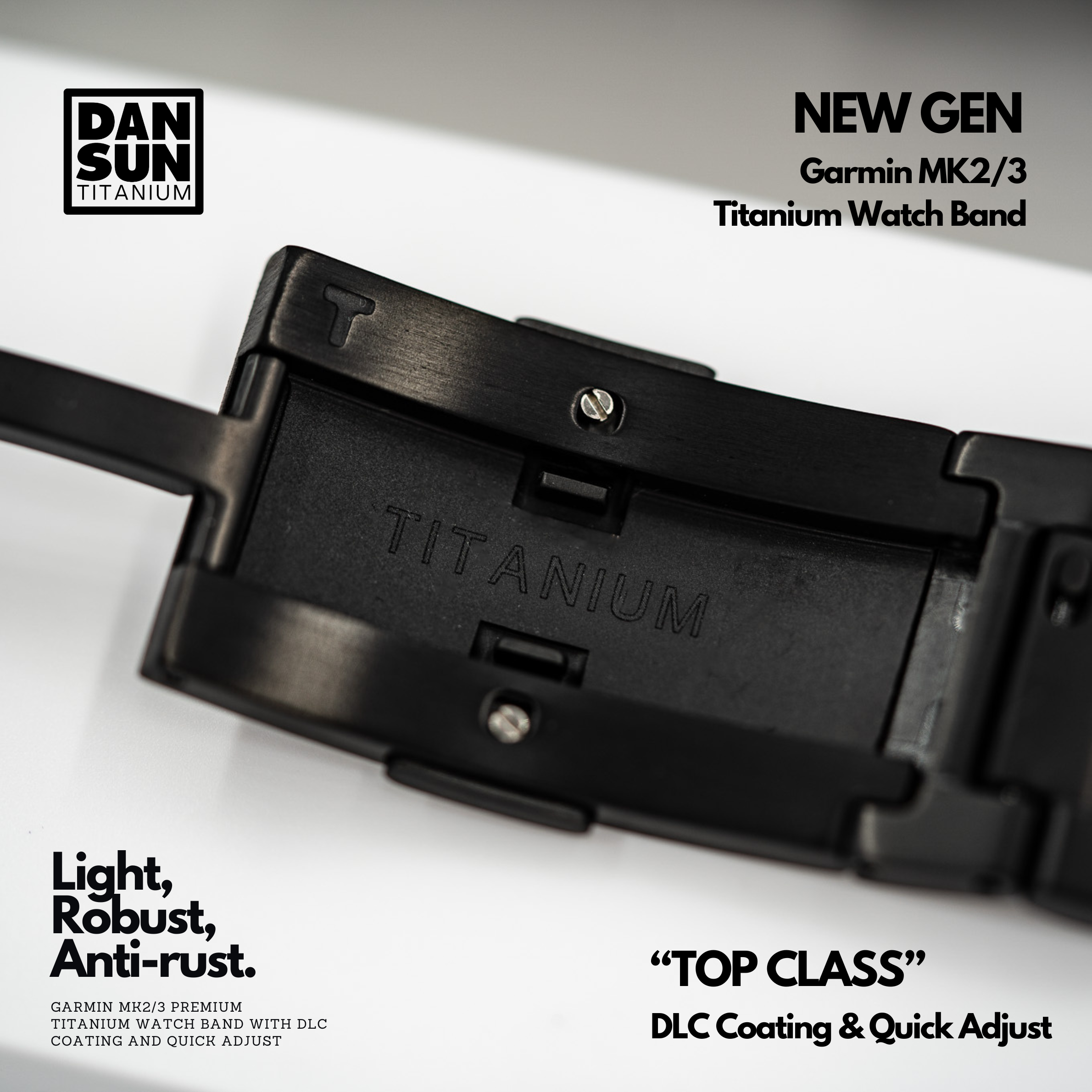 Titanium watch band clasp with DLC coating