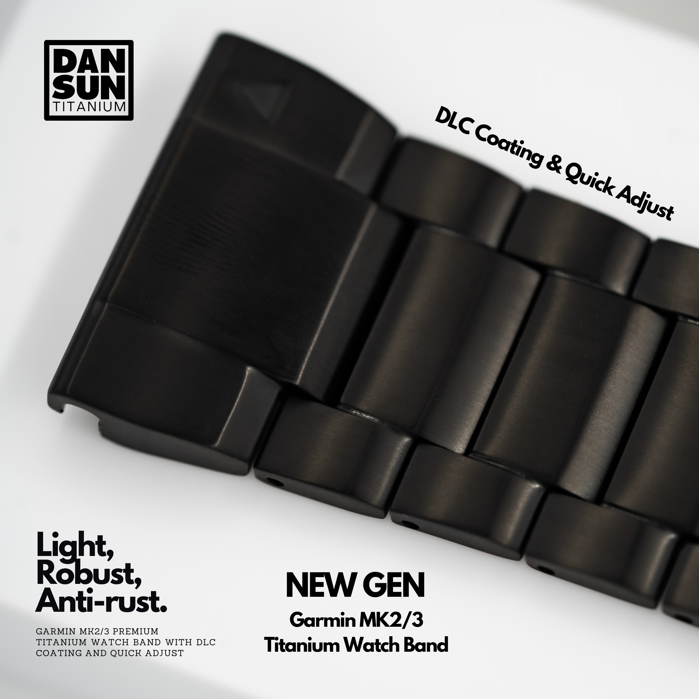 DLC coated titanium watch band links