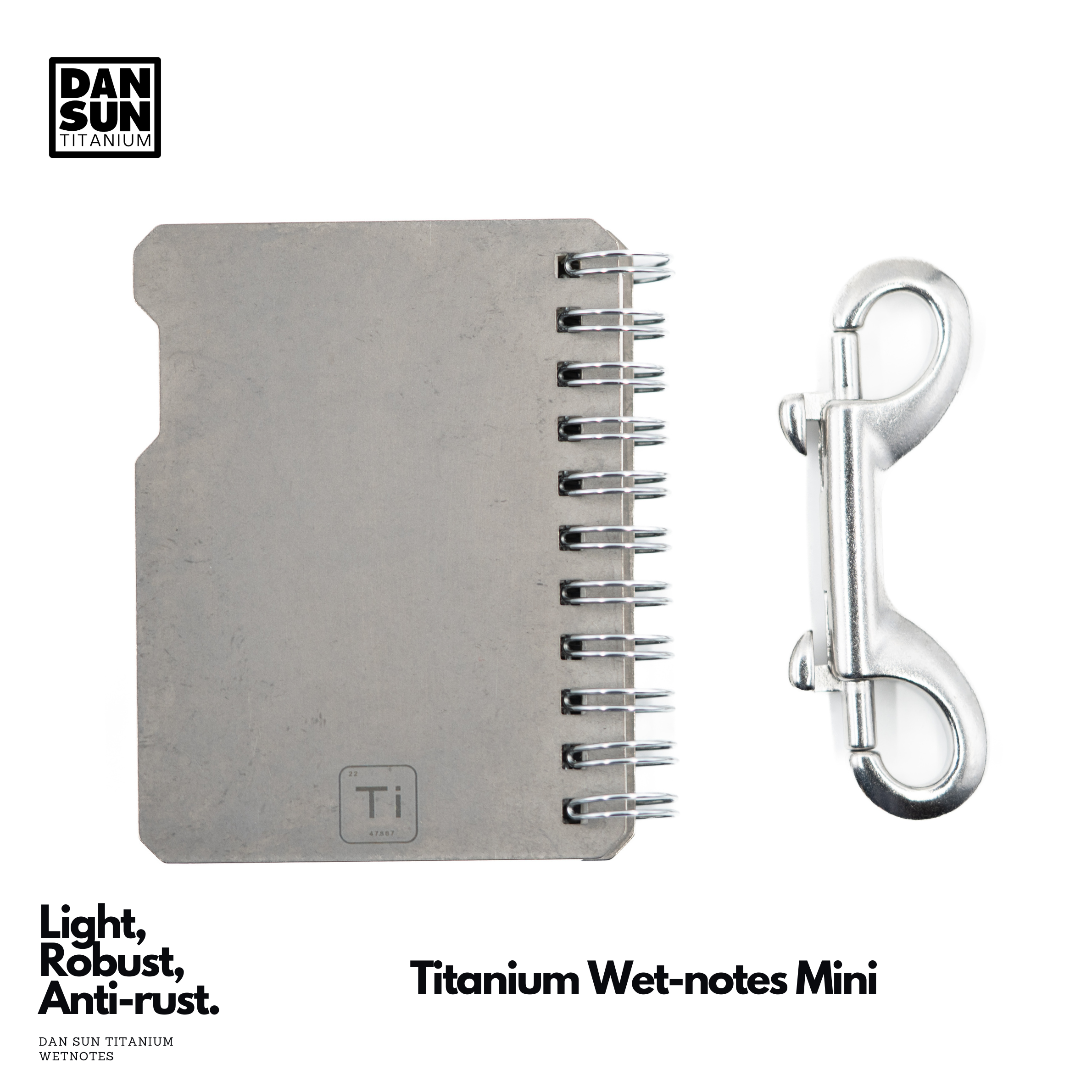 Mini titanium wetnotes with bolt snap