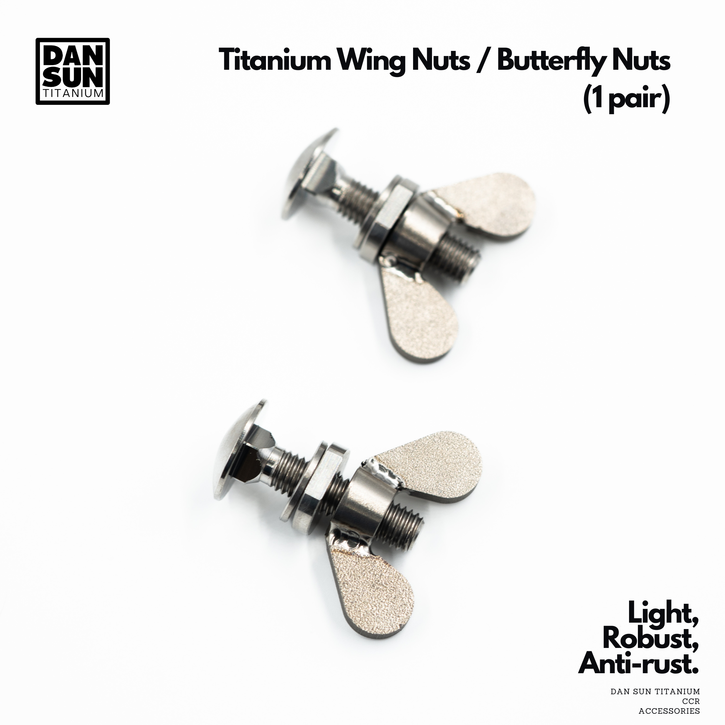 DanSun titanium wing nuts with bolts for CCR backplates, pair