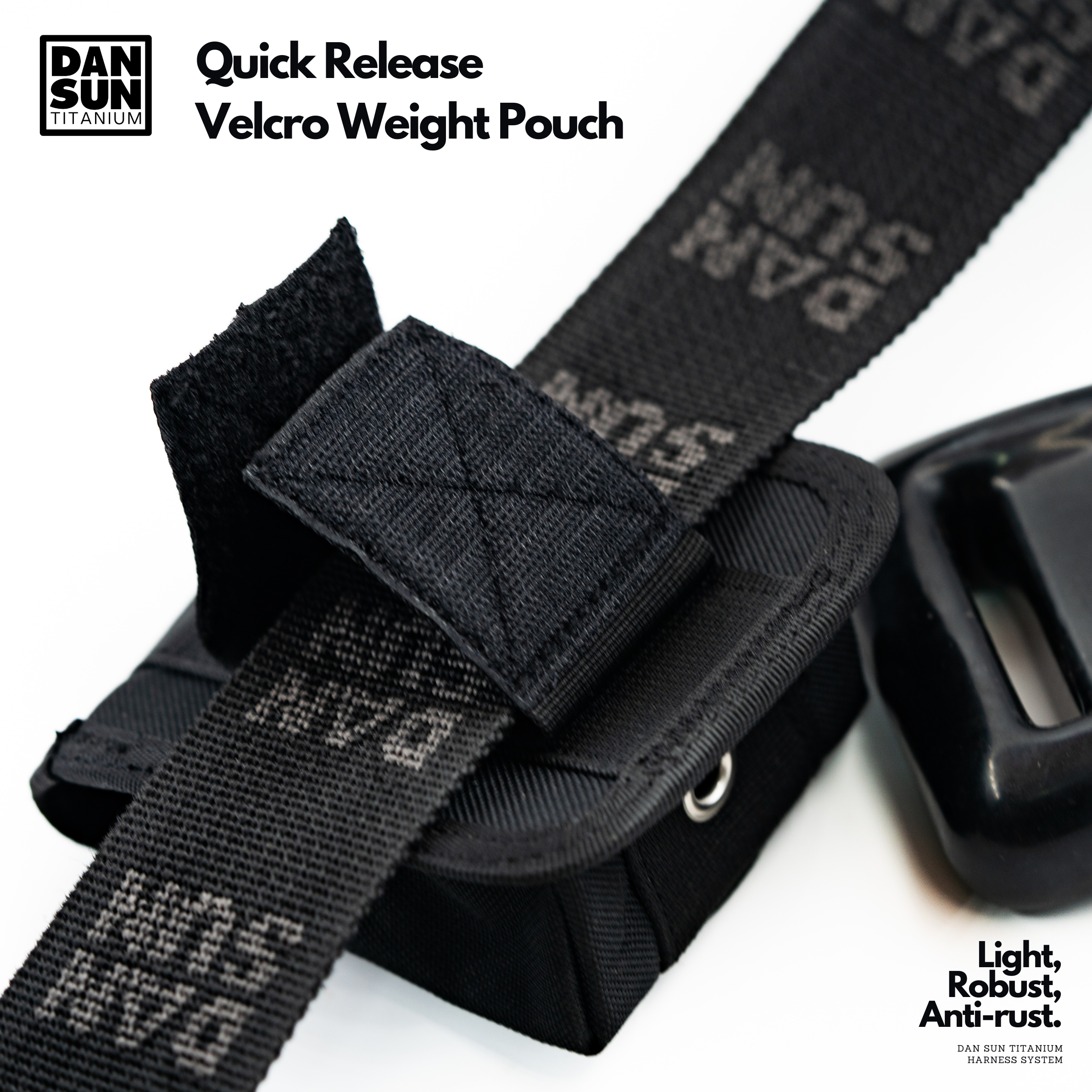 Velcro weight pouch on DanSun harness webbing