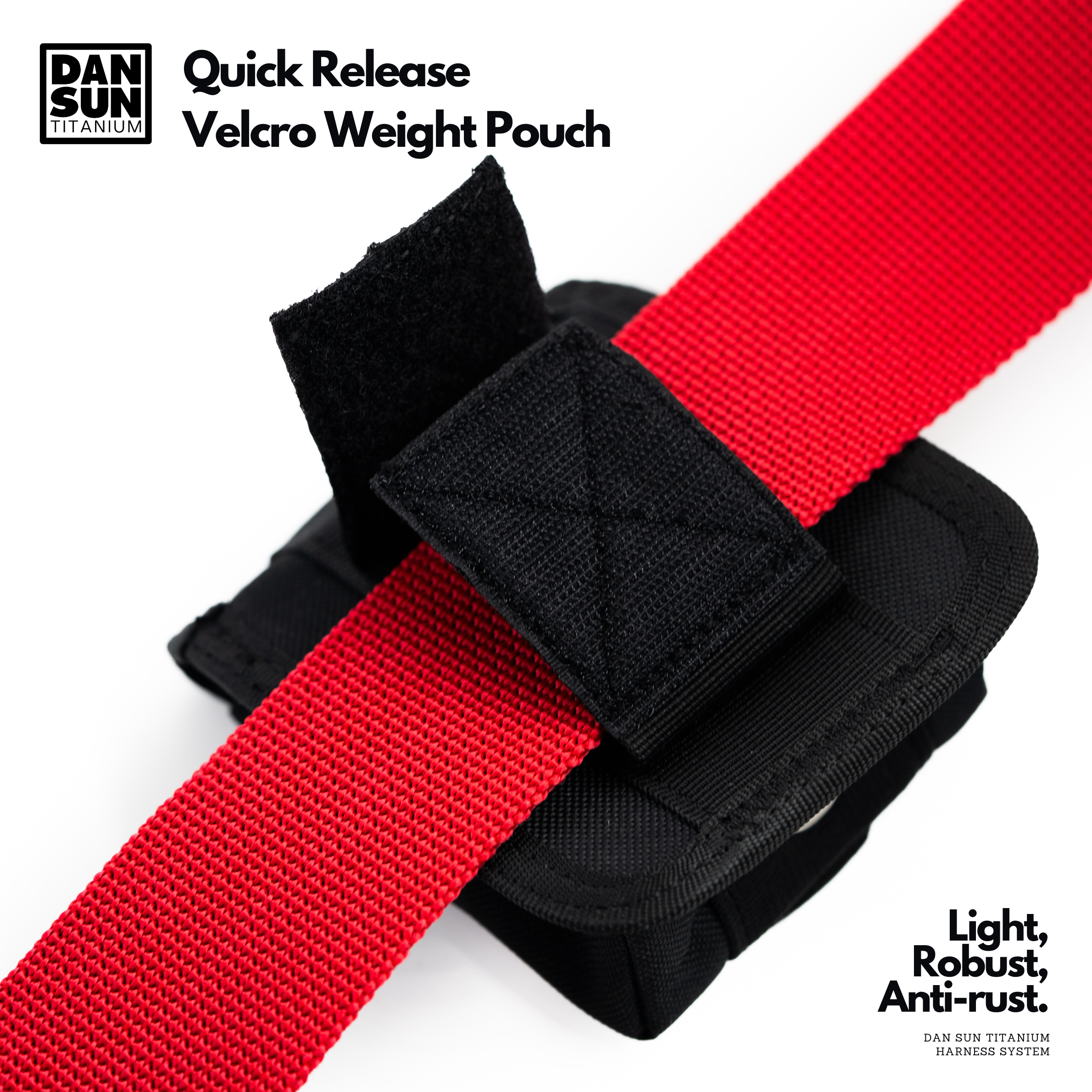 Velcro weight pouch on red 2 inch webbing