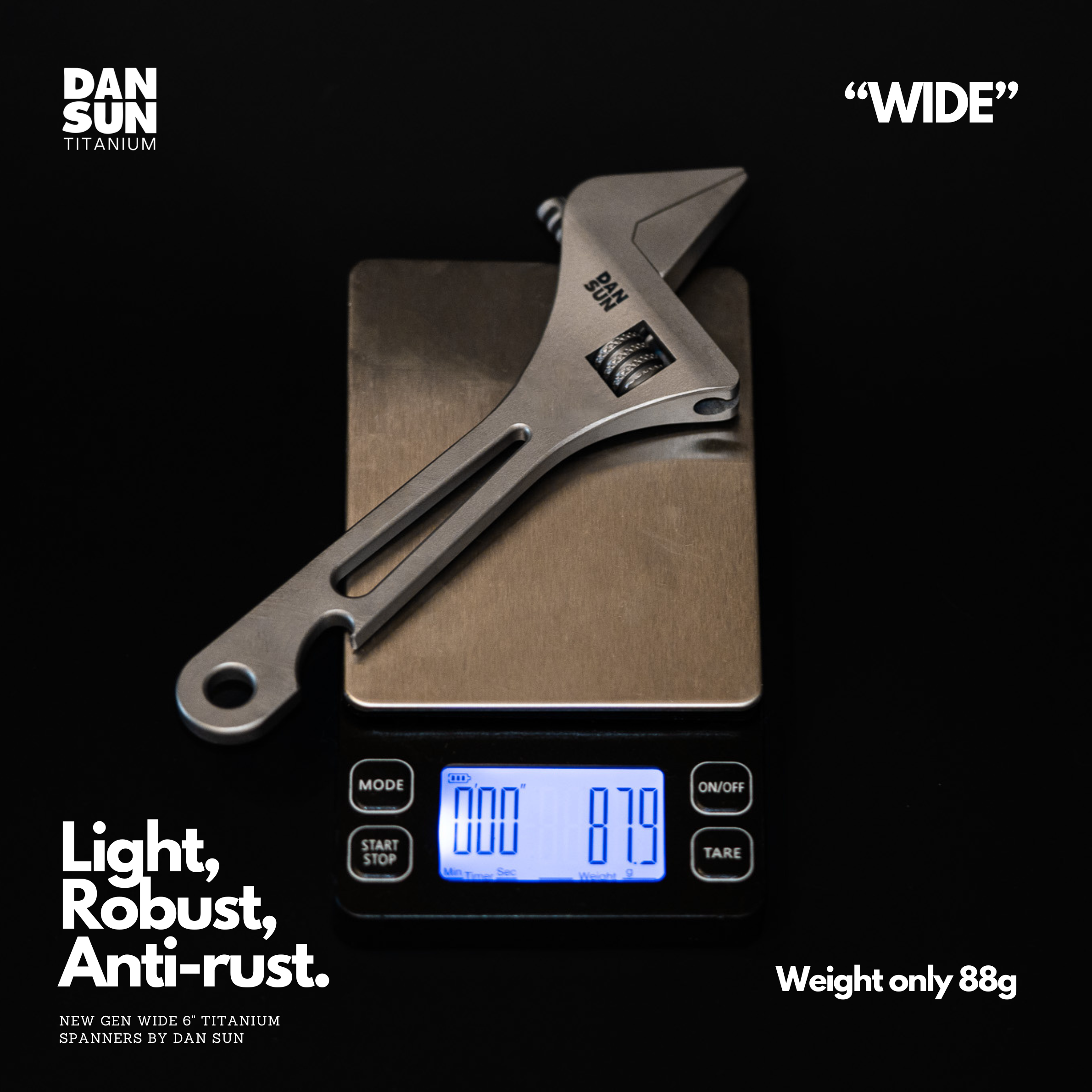 WIDE titanium spanner weighing 88 g