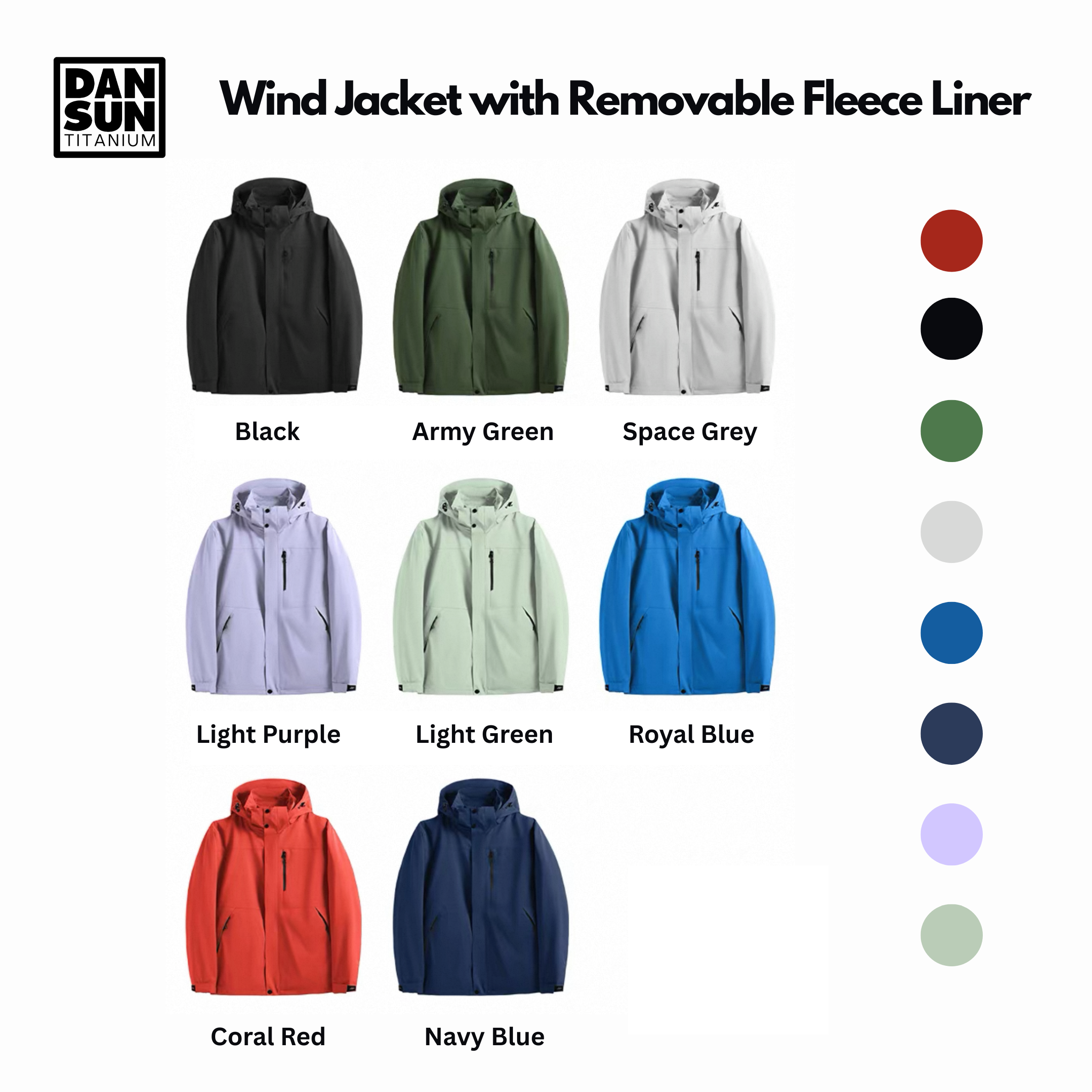 DanSun wind jacket in eight colours