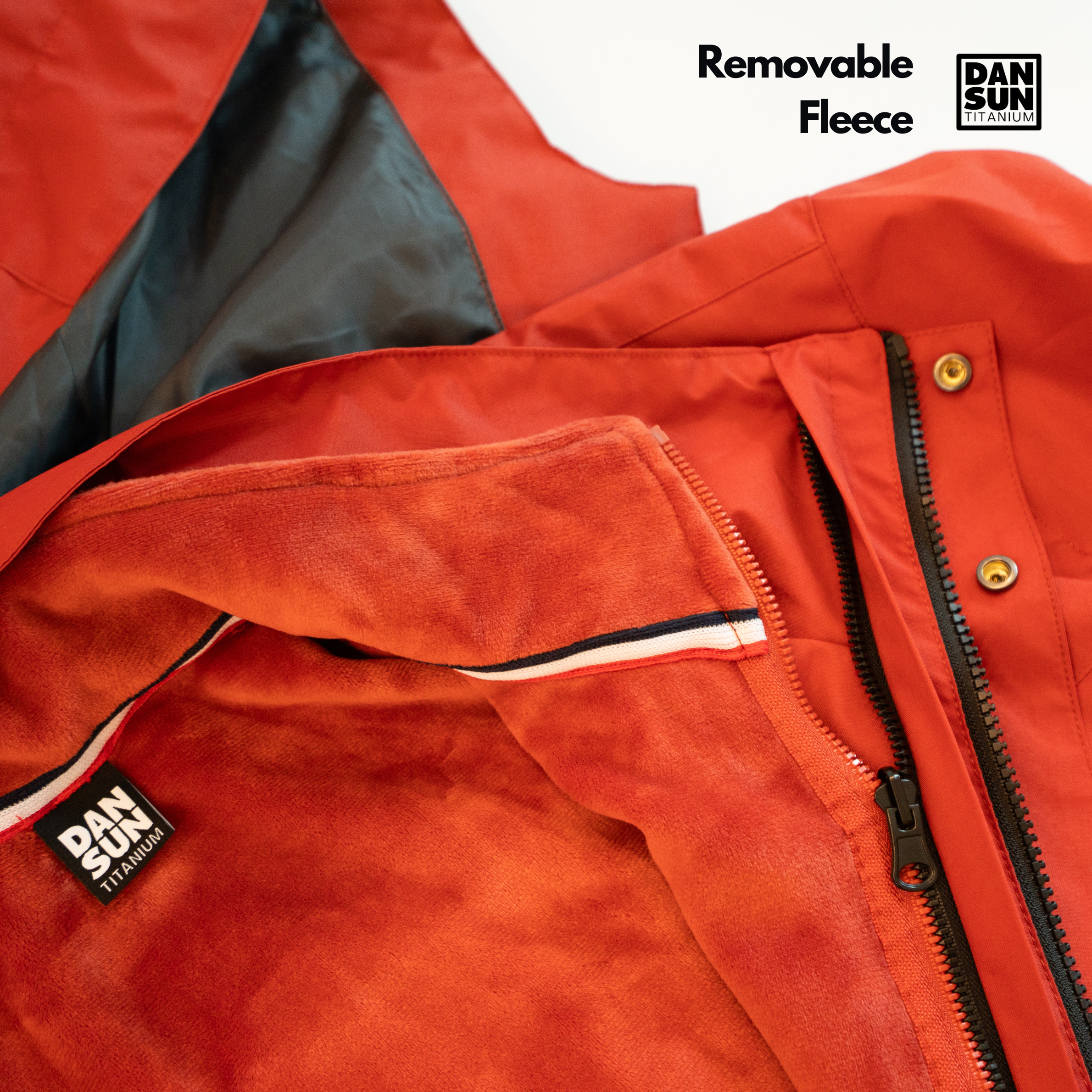Removable fleece liner inside the wind jacket