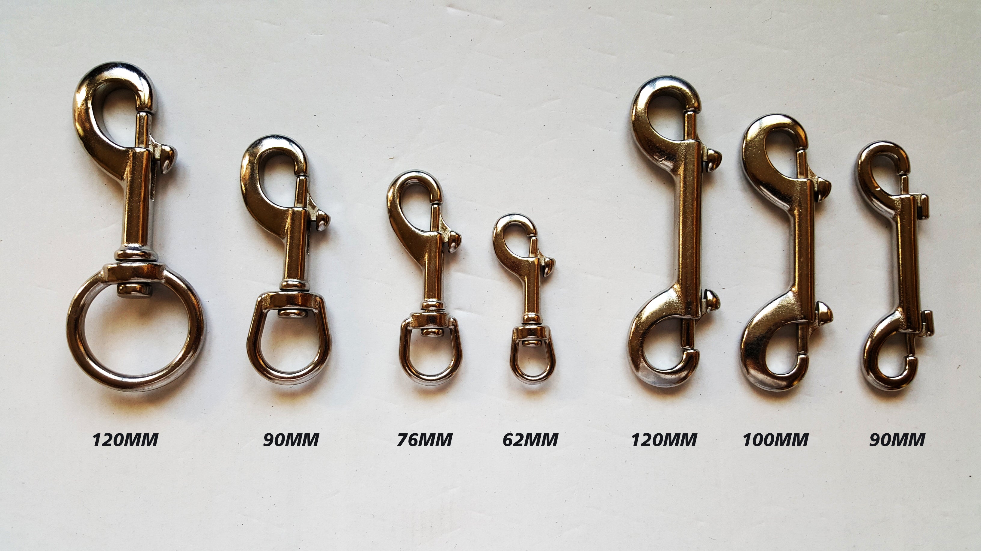 Dluxe bolt snaps in 90, 76, 62 and 120 mm side by side