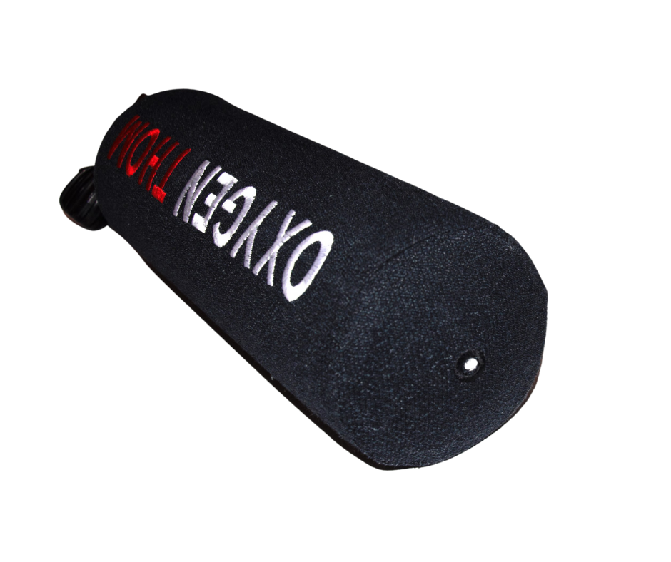 Cylinder cover with large OXYGEN embroidery