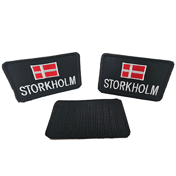 Drysuit patches with Danish flag and STORKHOLM