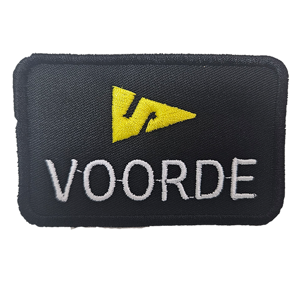 Embroidered drysuit patch VOORDE with yellow logo