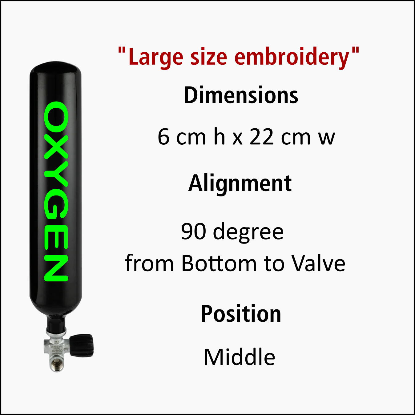 Large embroidery size guide, 6 x 22 cm
