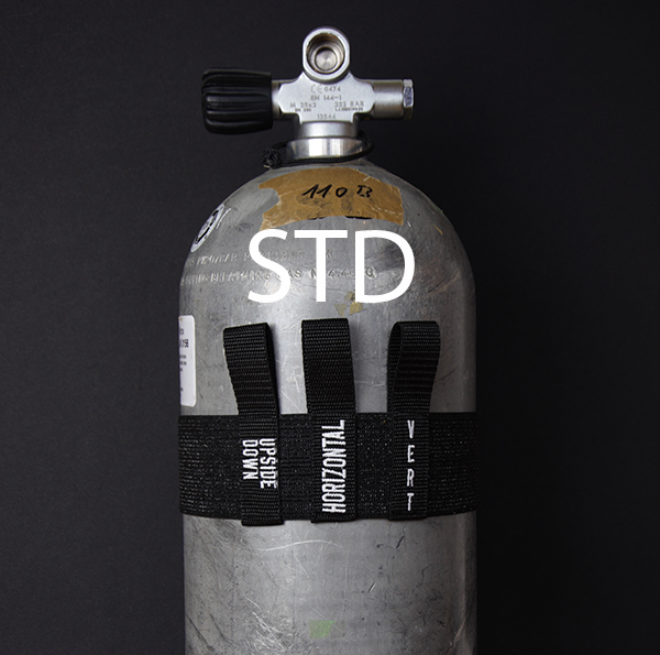Personalised STD tank straps on a stage cylinder