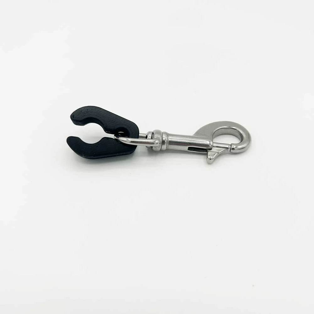 Quick release hose clip fitted to a stainless steel bolt snap