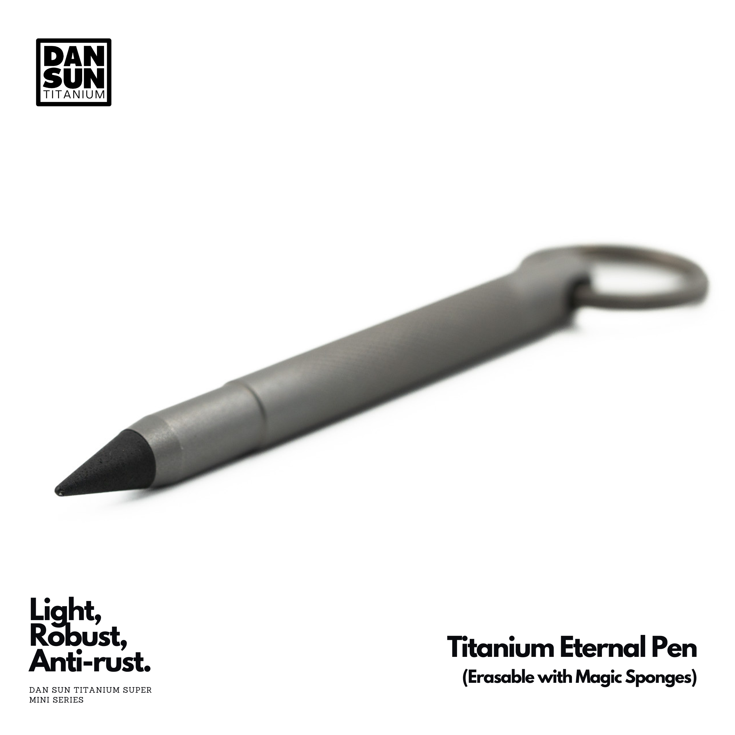 Titanium eternal pen, side view