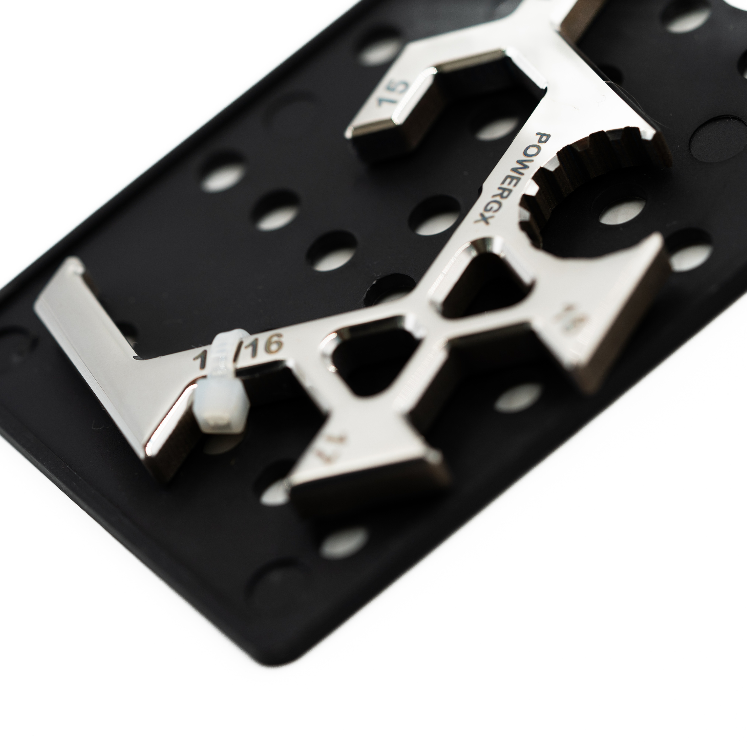 11/16 inch and 17 mm wrench openings on the titanium multi-tool